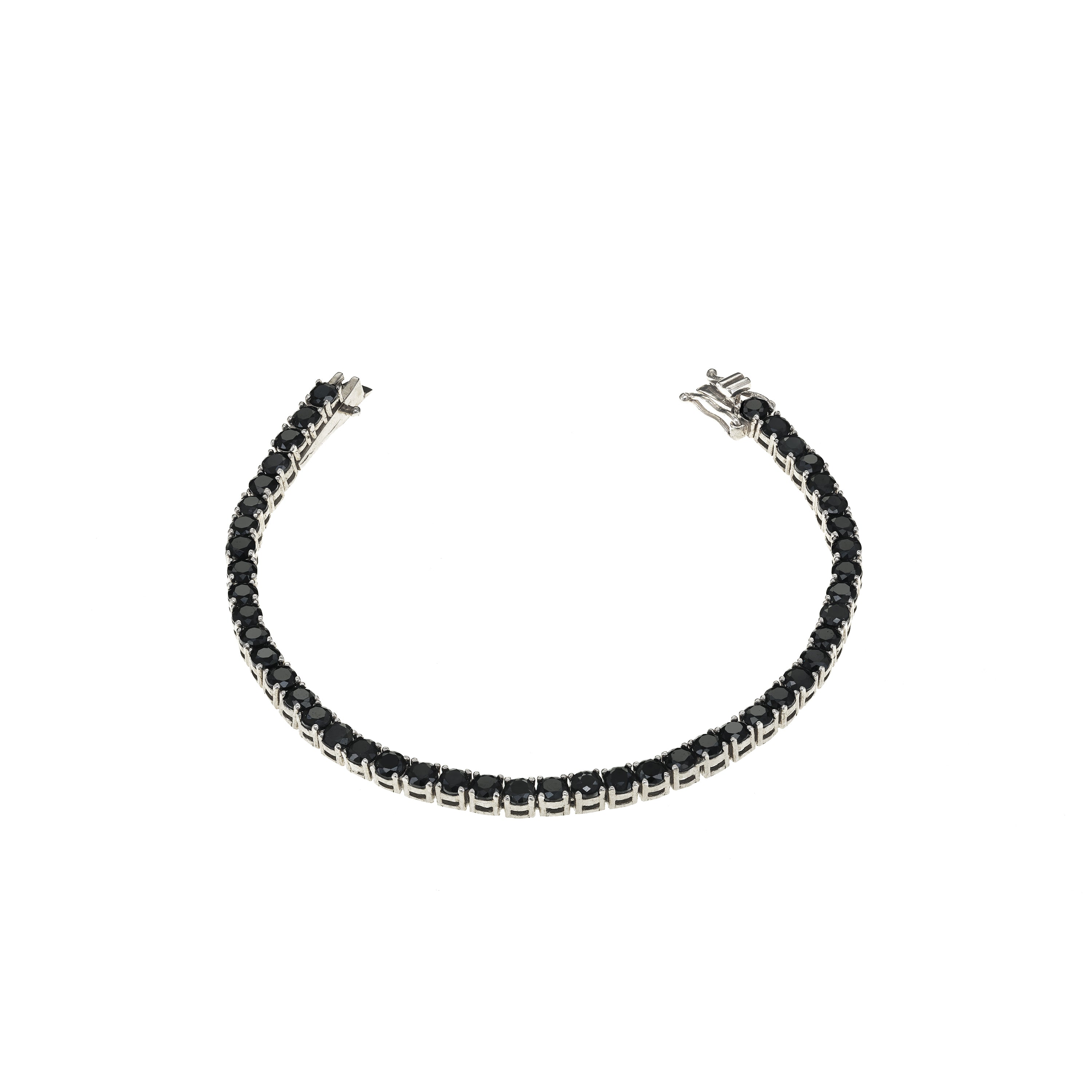 Tennis Bracelet With Box Clasp-Black