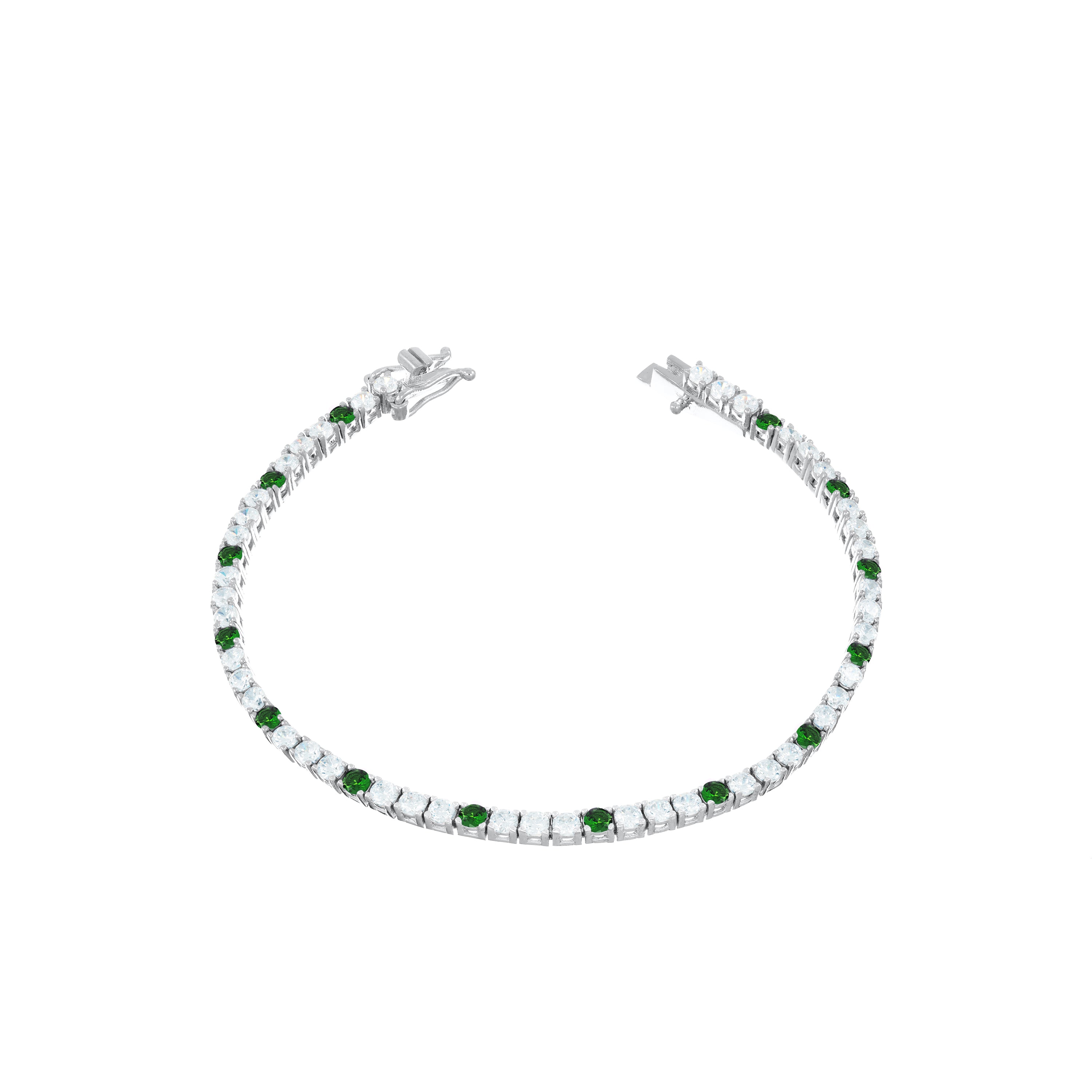 Tennis Bracelet With Box Clasp - Dot Green