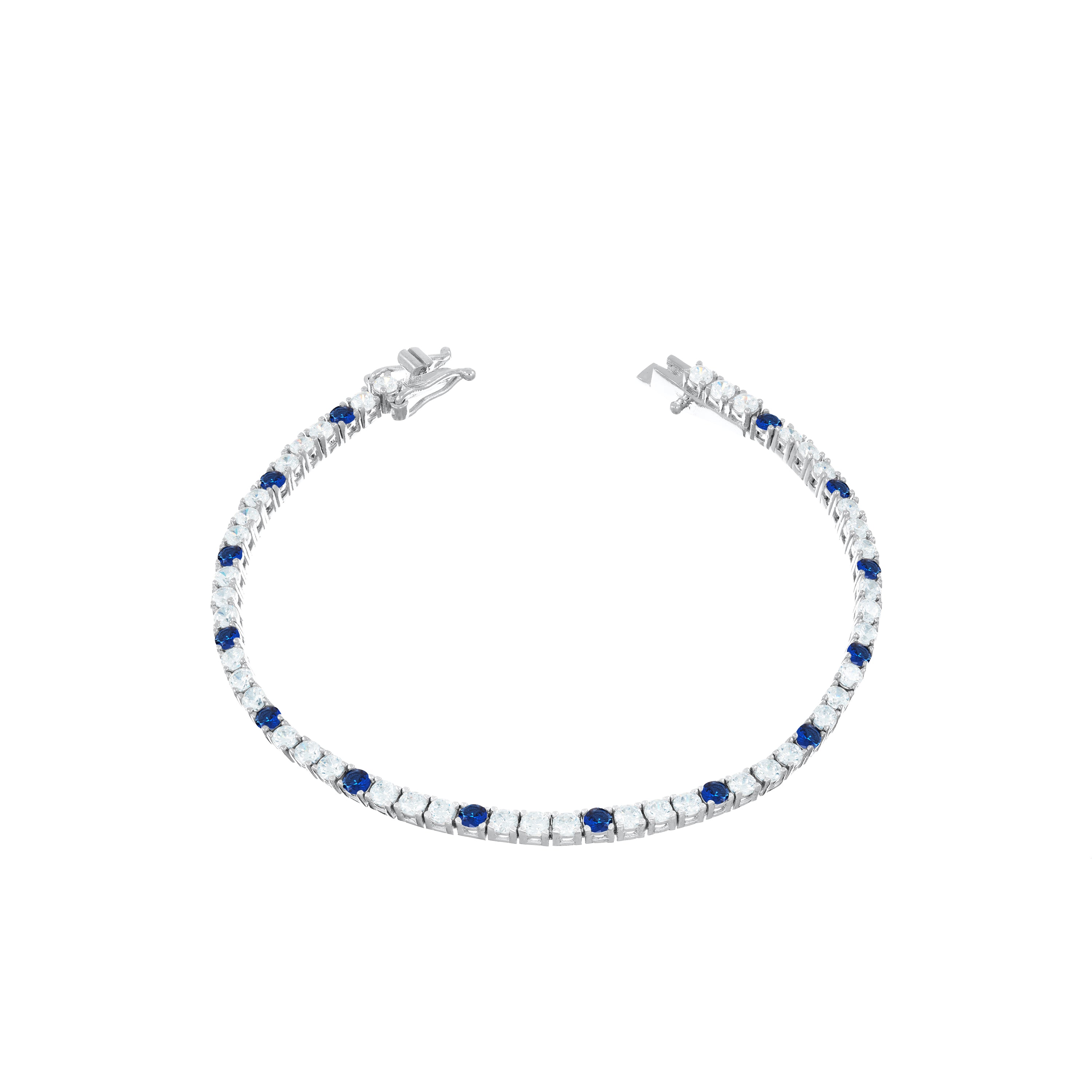 Tennis Bracelet With Box Clasp - Dot Navy Blue