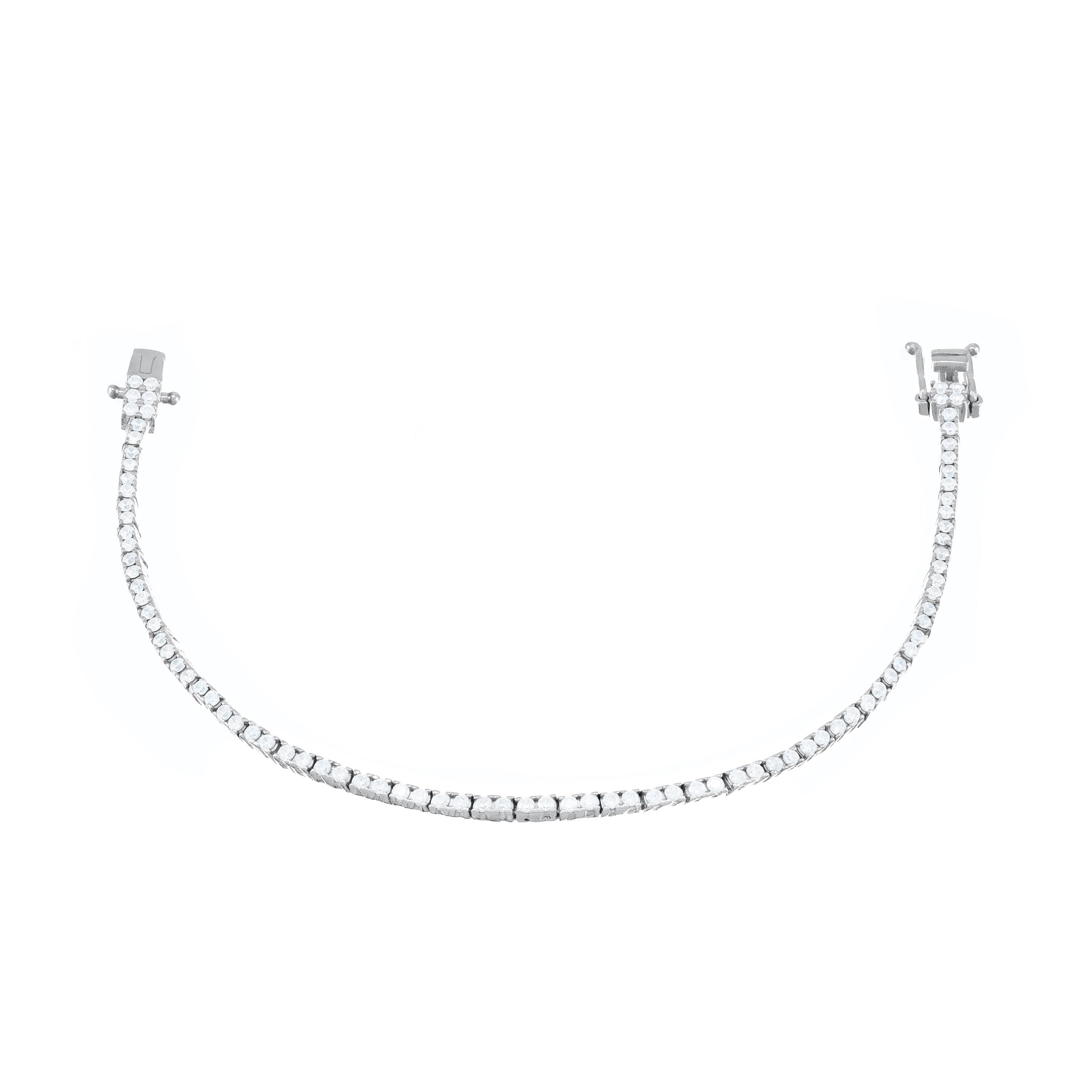 Tennis Bracelet With Box Clasp-White