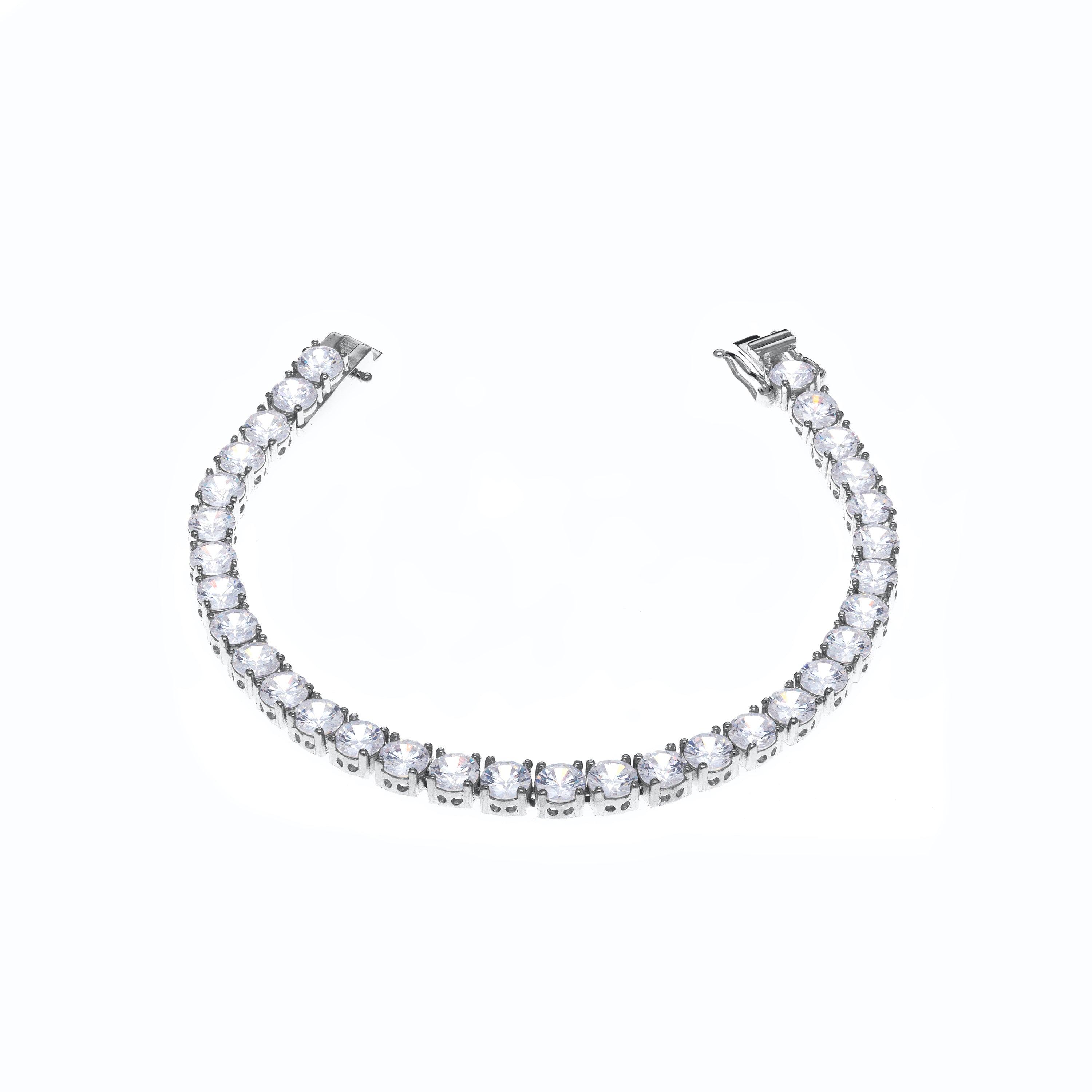 Tennis Bracelet With Box Clasp-White