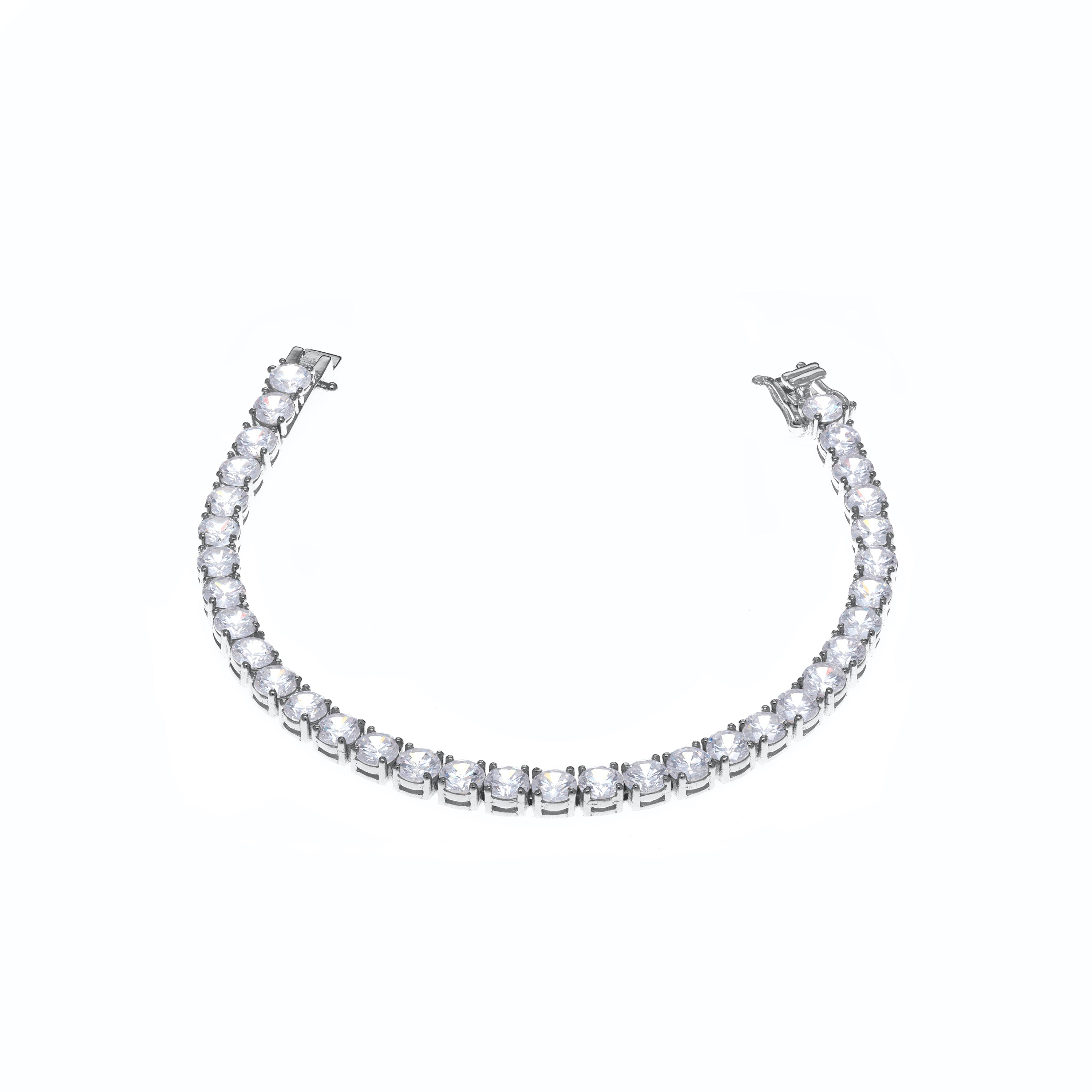 Tennis Bracelet With Box Clasp-White