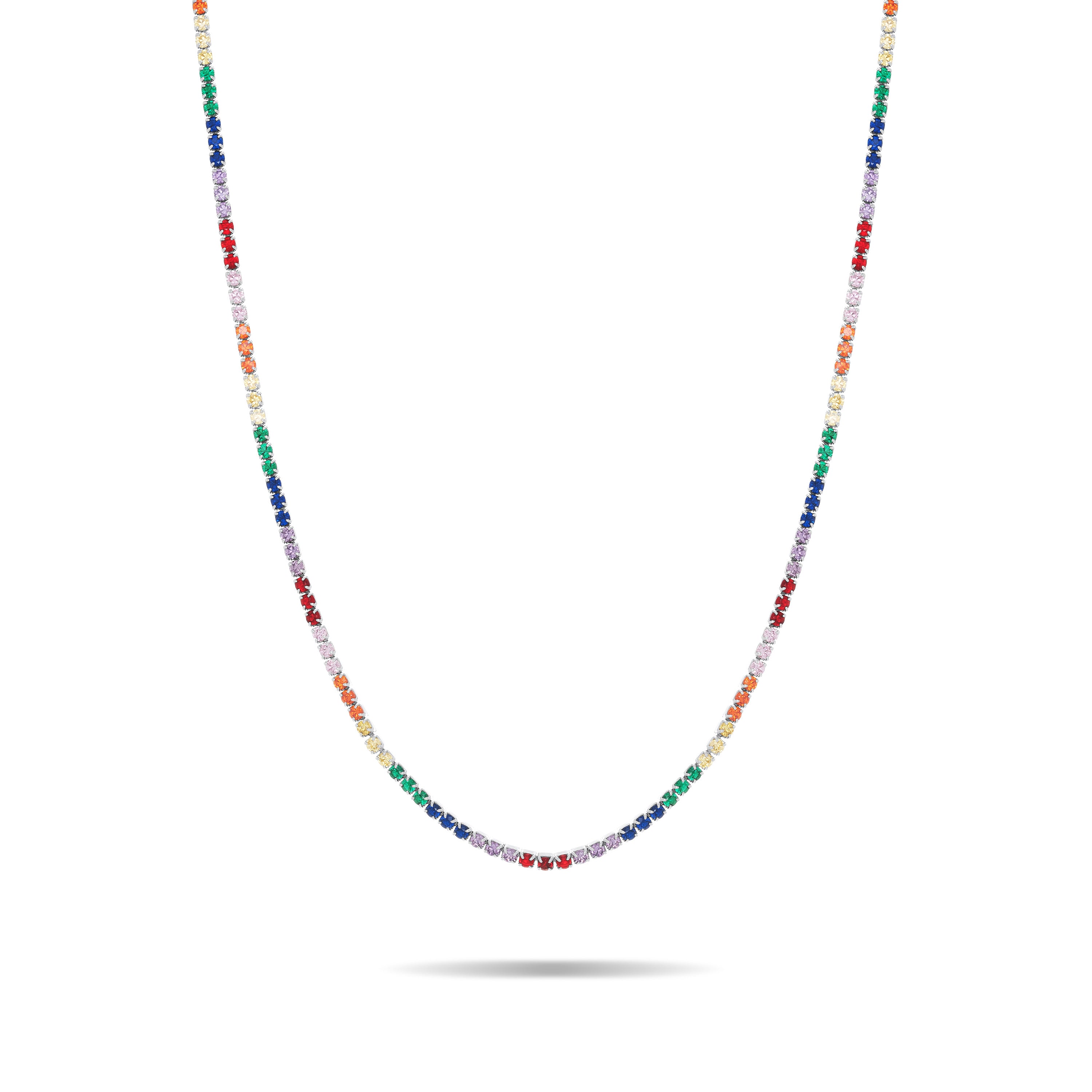 Tennis Choker - Silver Rainbow - 2mm