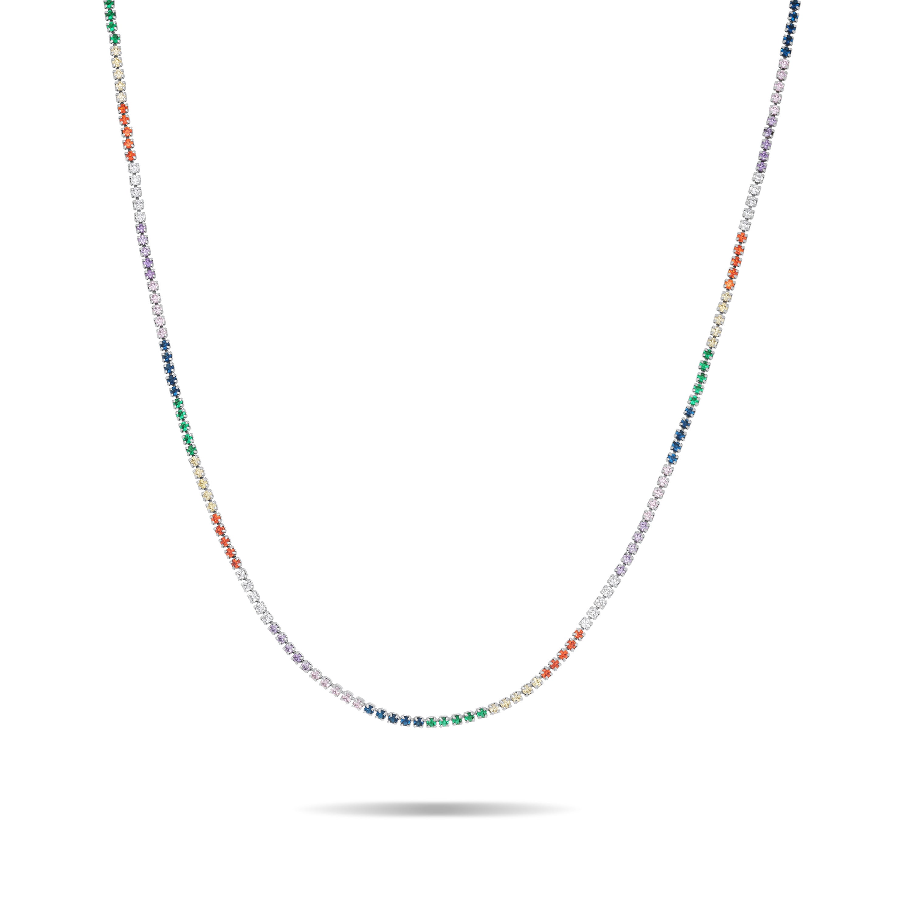 Tennis Choker - Silver Rainbow - 1.5mm