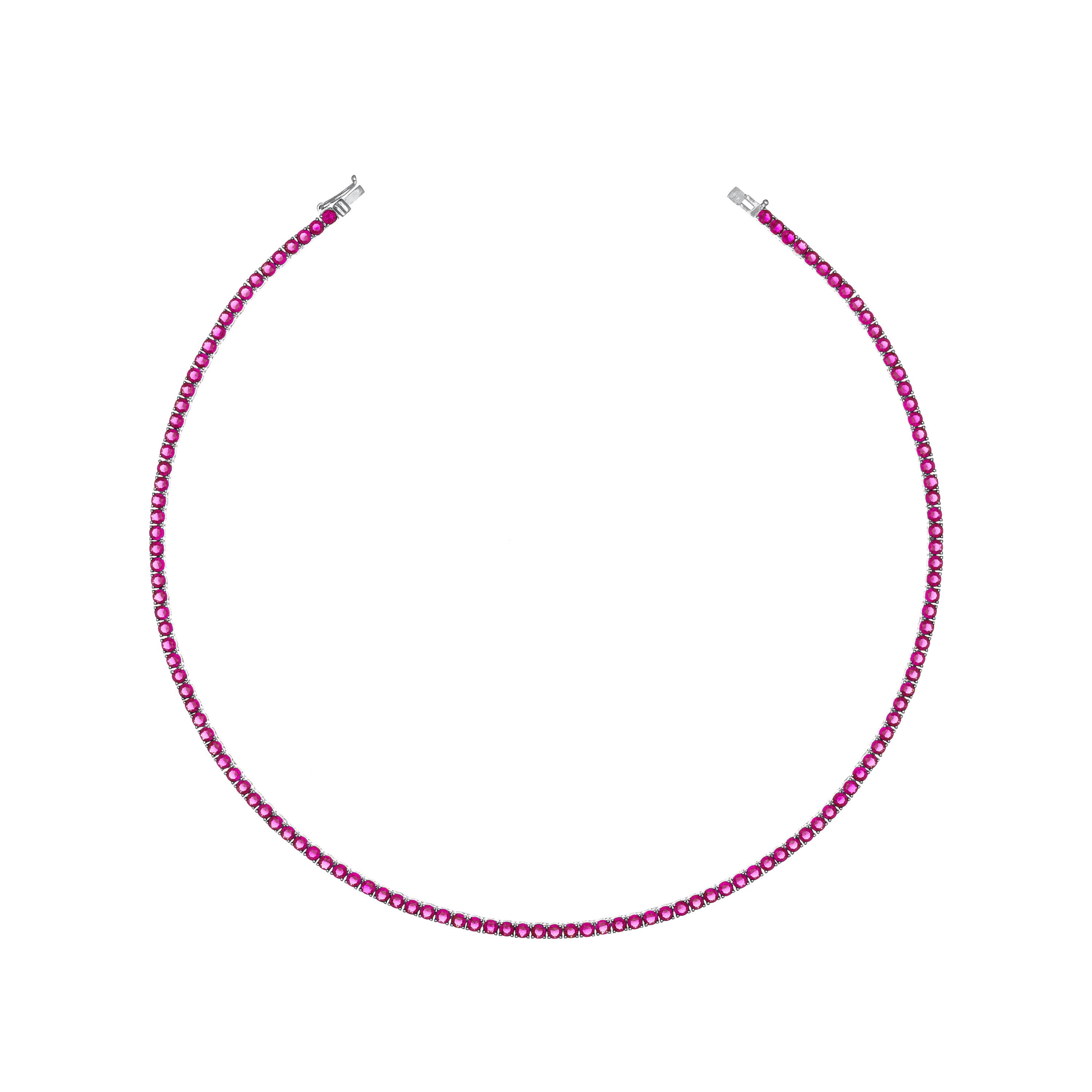 Tennis Necklace With Box Clasp-Colored