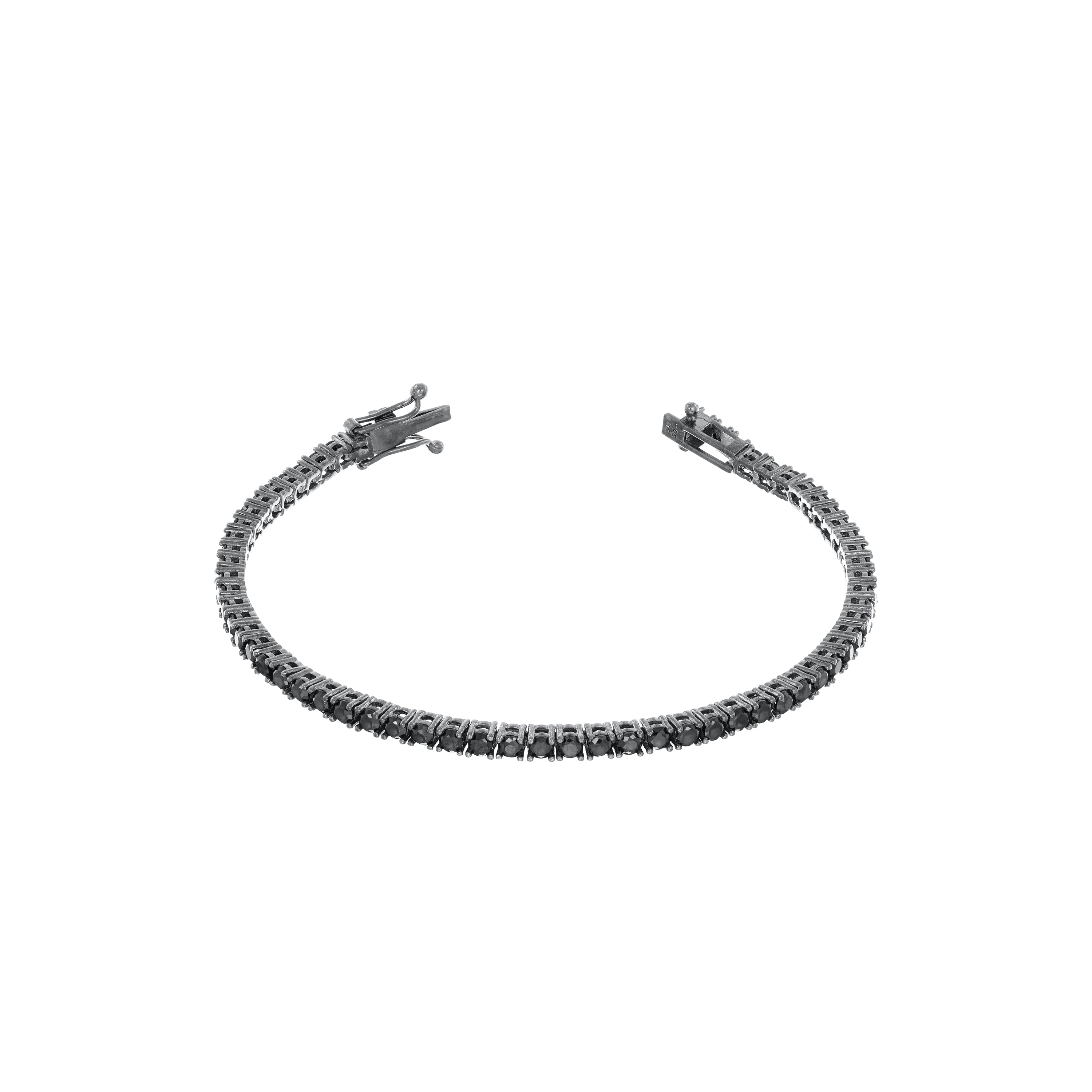 Tennis Bracelet With Box Clasp-Black