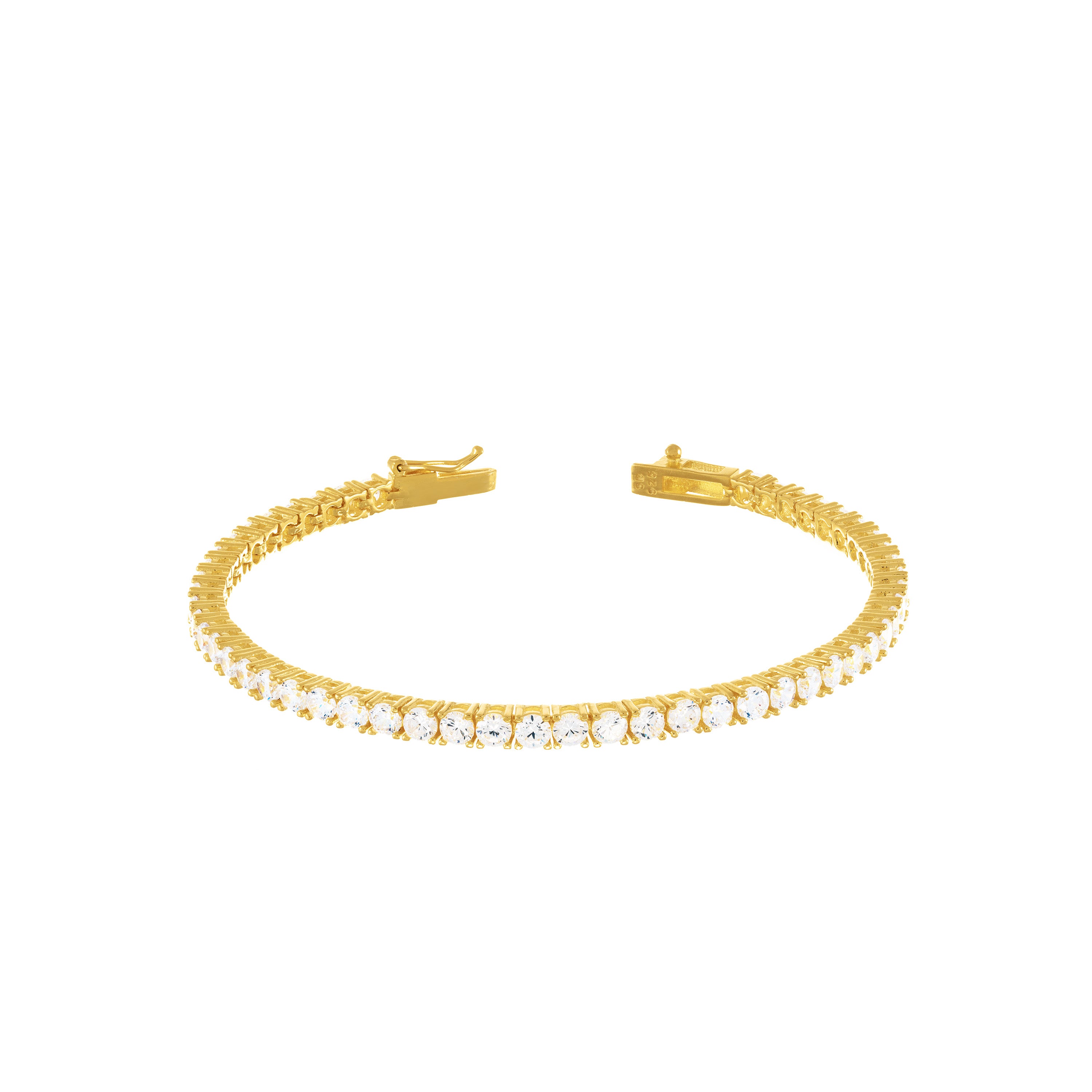 Tennis Bracelet With Box Clasp - Gold 3mm