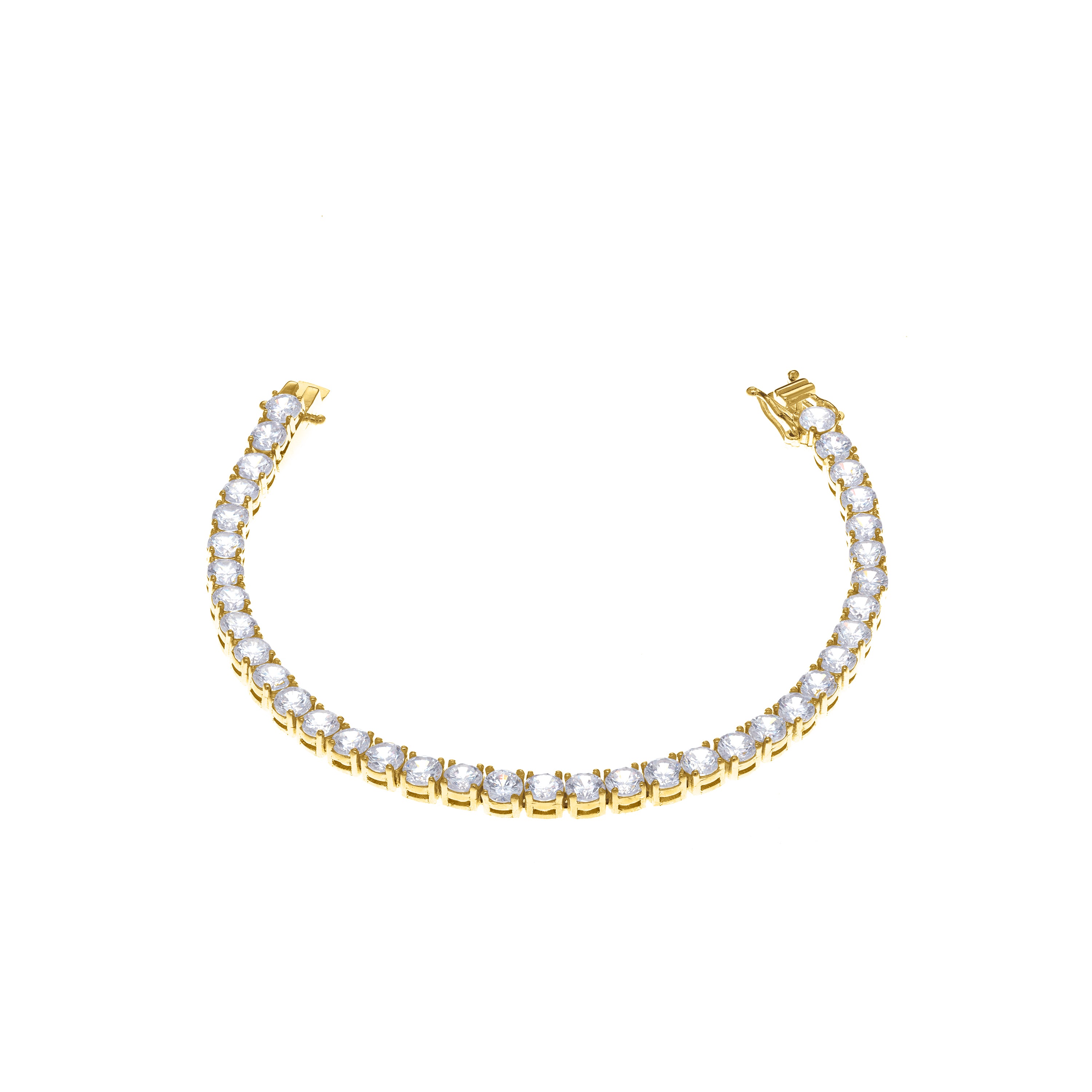 Tennis Bracelet With Box Clasp - Gold 3.5mm