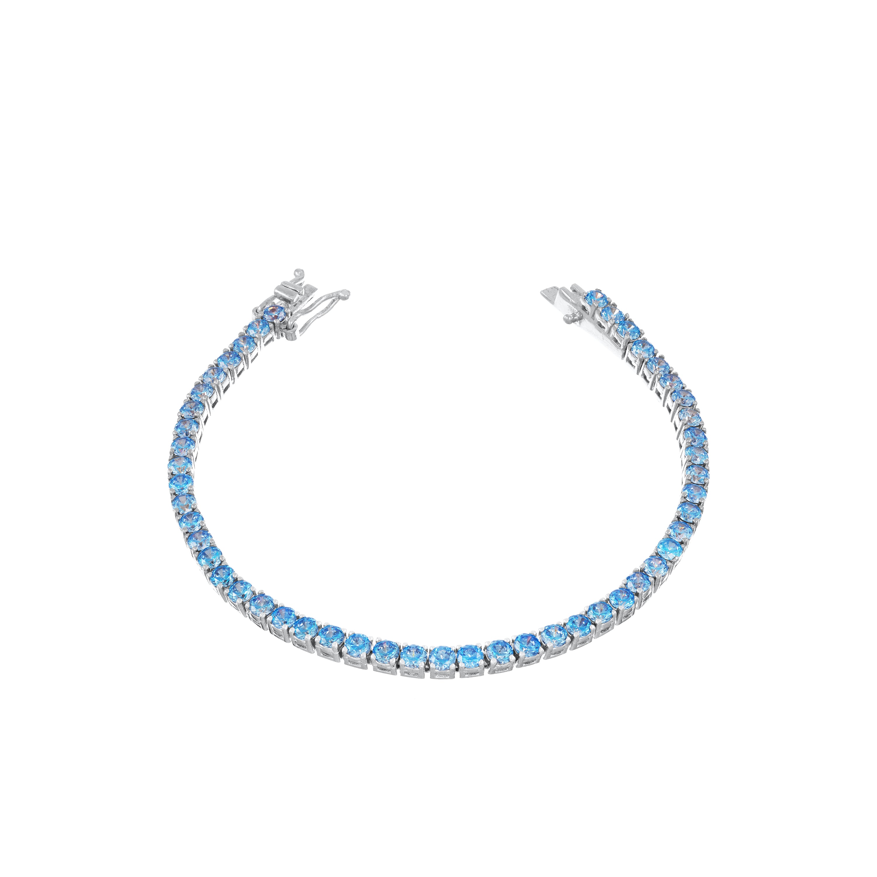 Tennis Bracelet With Box Clasp-Colored