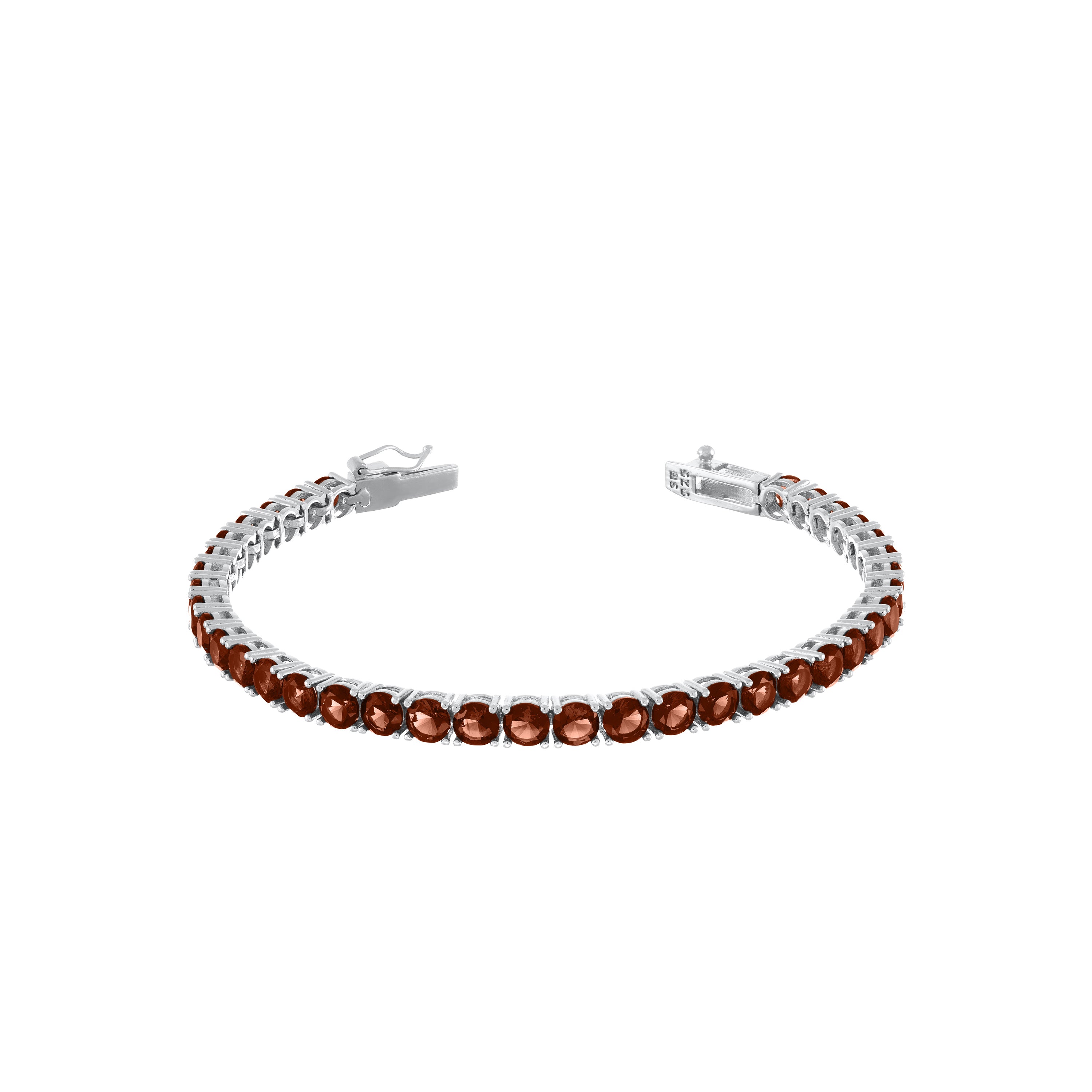 Tennis Bracelet With Box Clasp - Silver Brown - 3mm