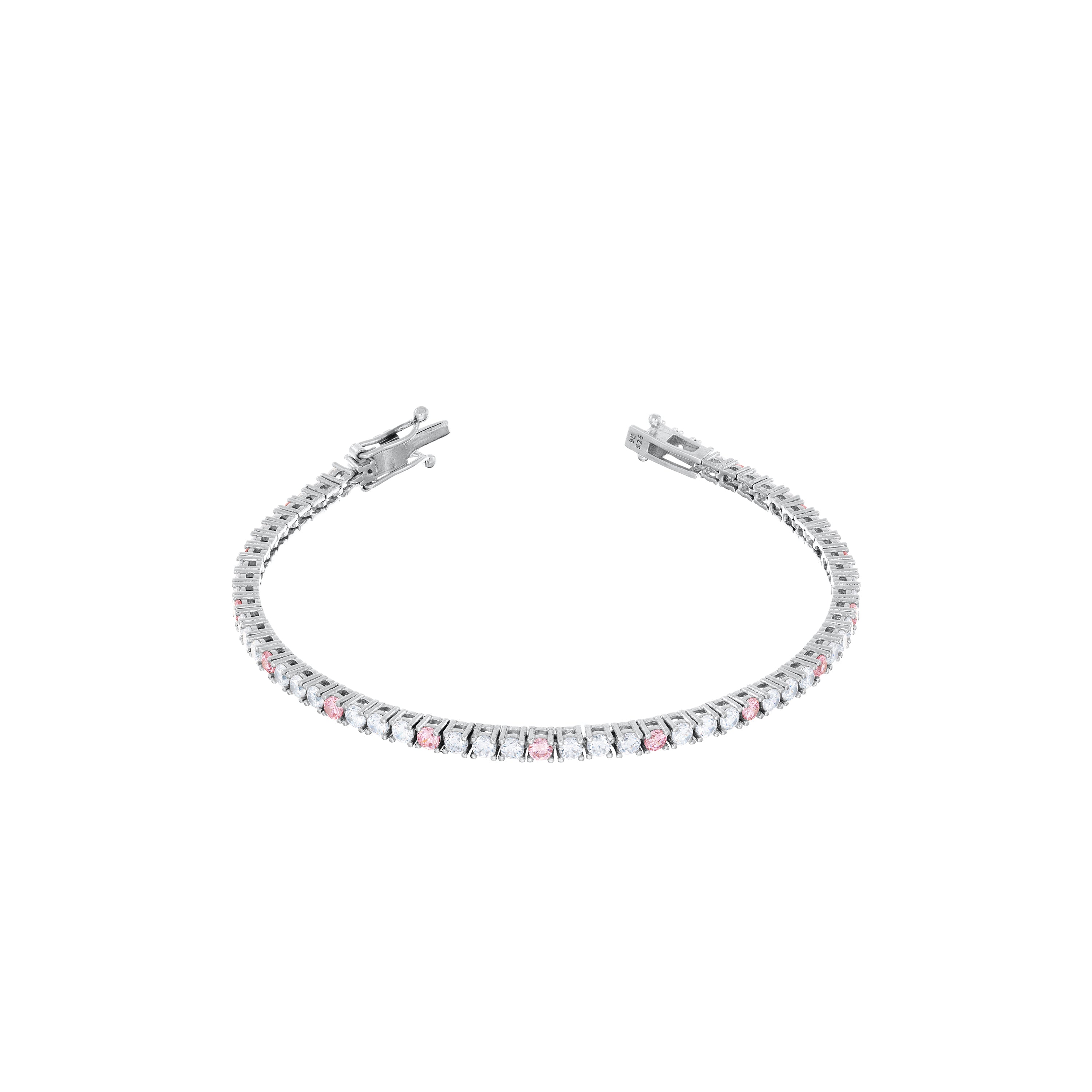 Tennis Bracelet With Box Clasp - Dot Light Pink