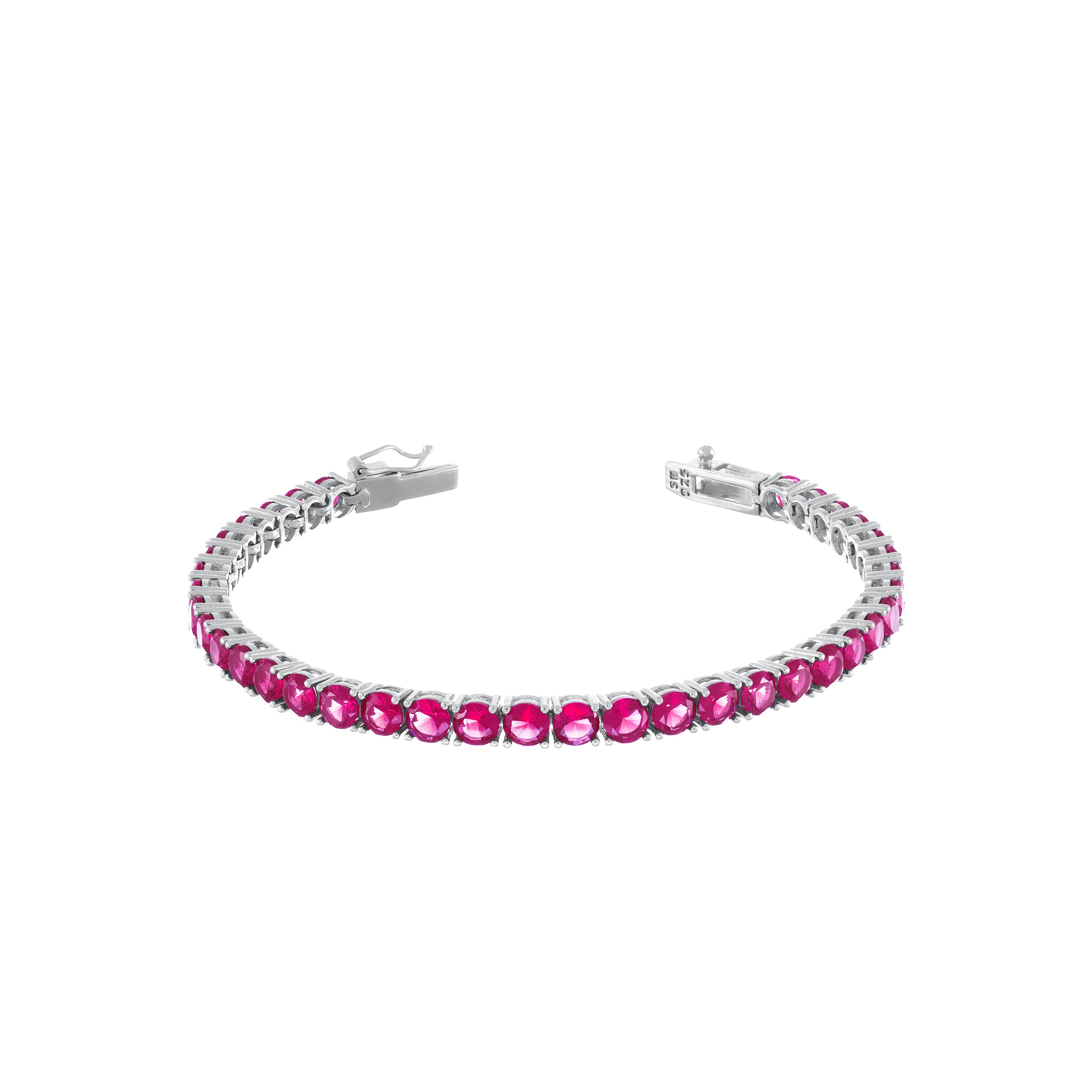 Tennis Bracelet With Box Clasp-Colored