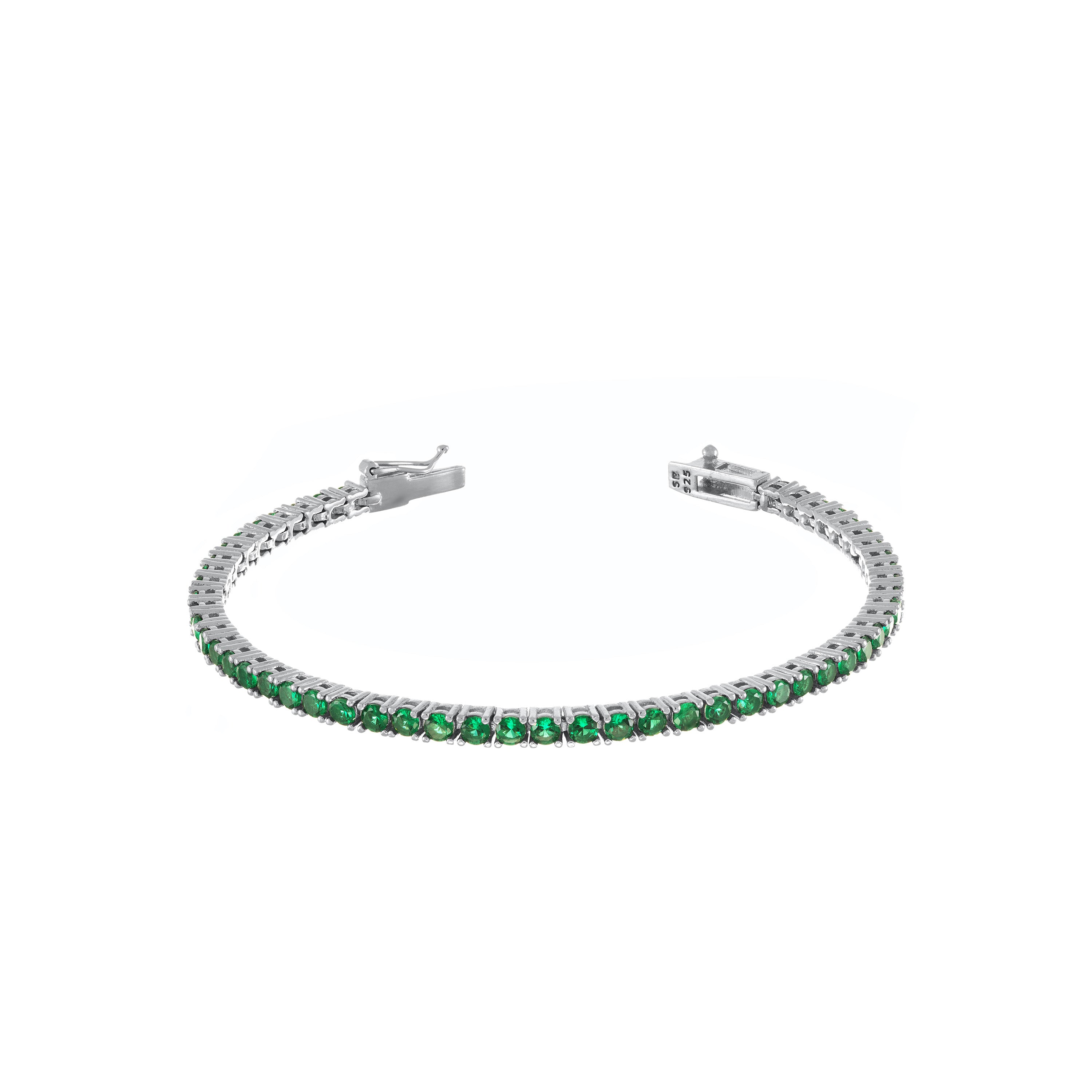 Tennis Bracelet With Box Clasp-Colored