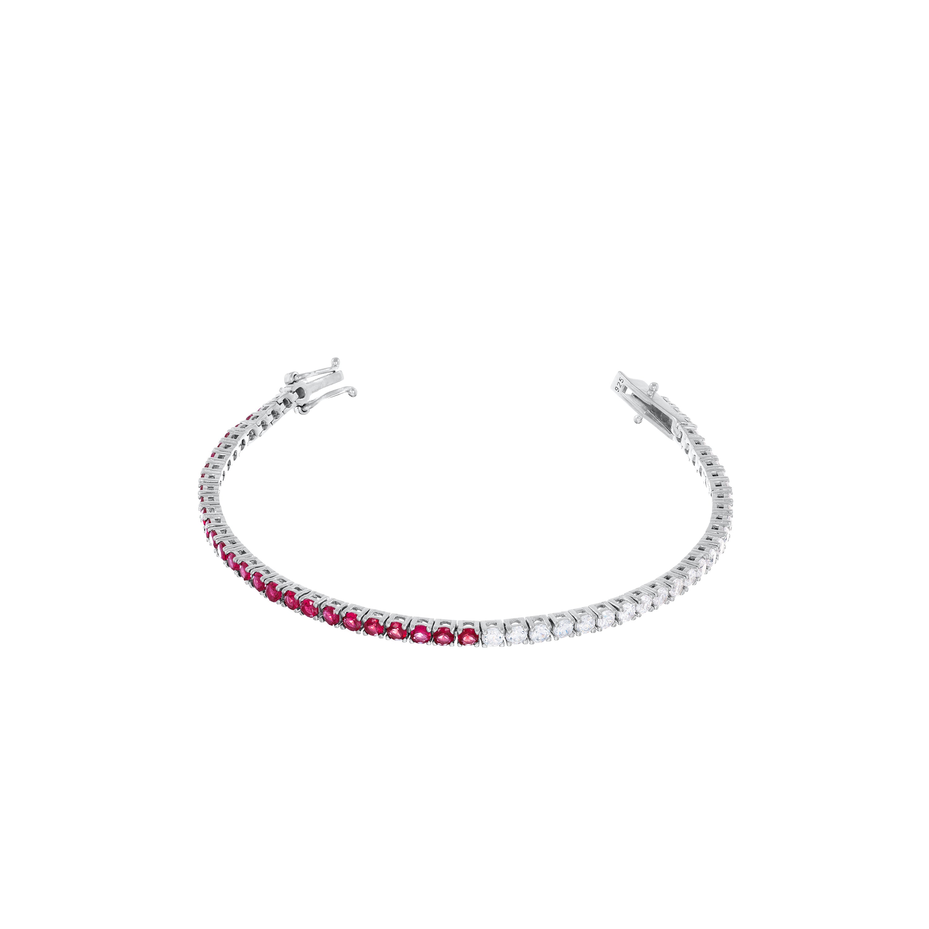 Tennis Bracelet With Box Clasp-Half Half