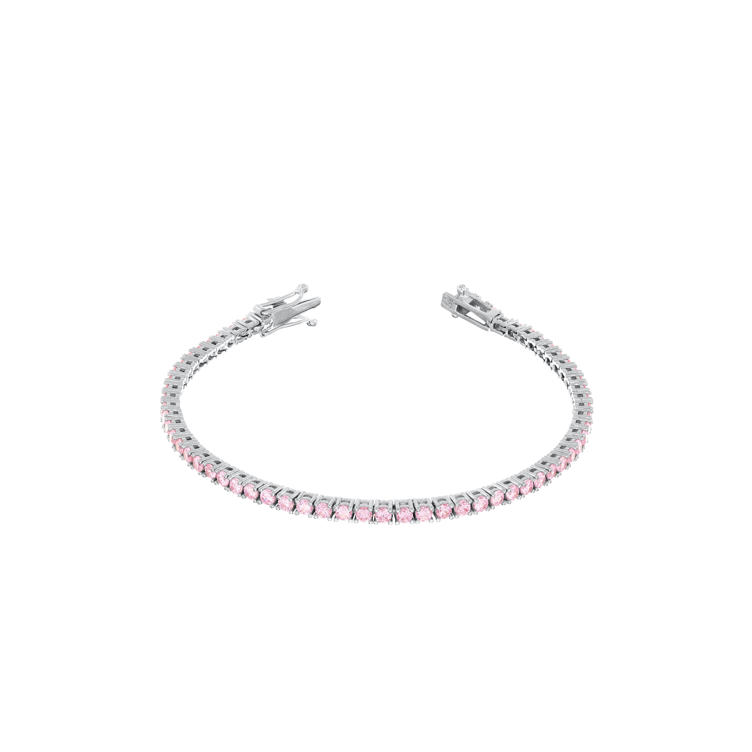 Tennis Bracelet With Box Clasp-Colored