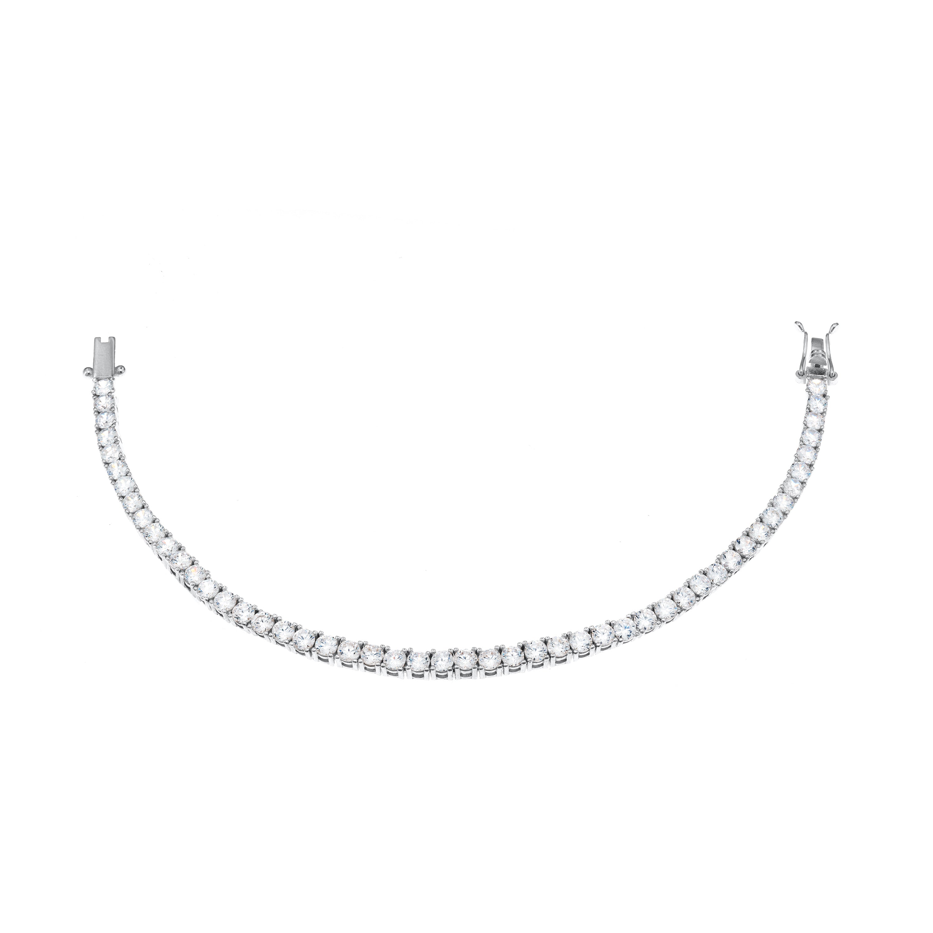 Tennis Bracelet With Box Clasp - Silver 2.5mm