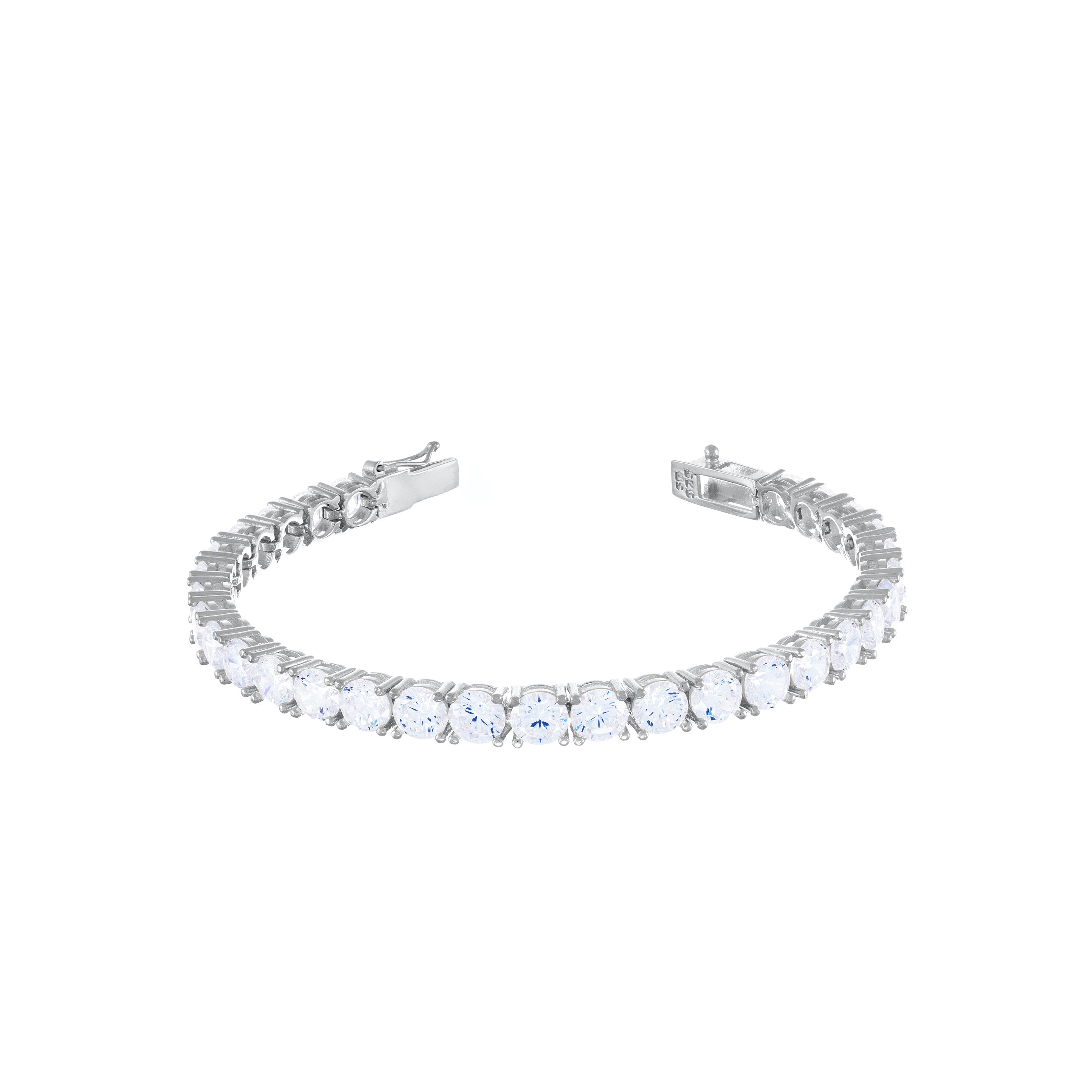 Tennis Bracelet With Box Clasp-White