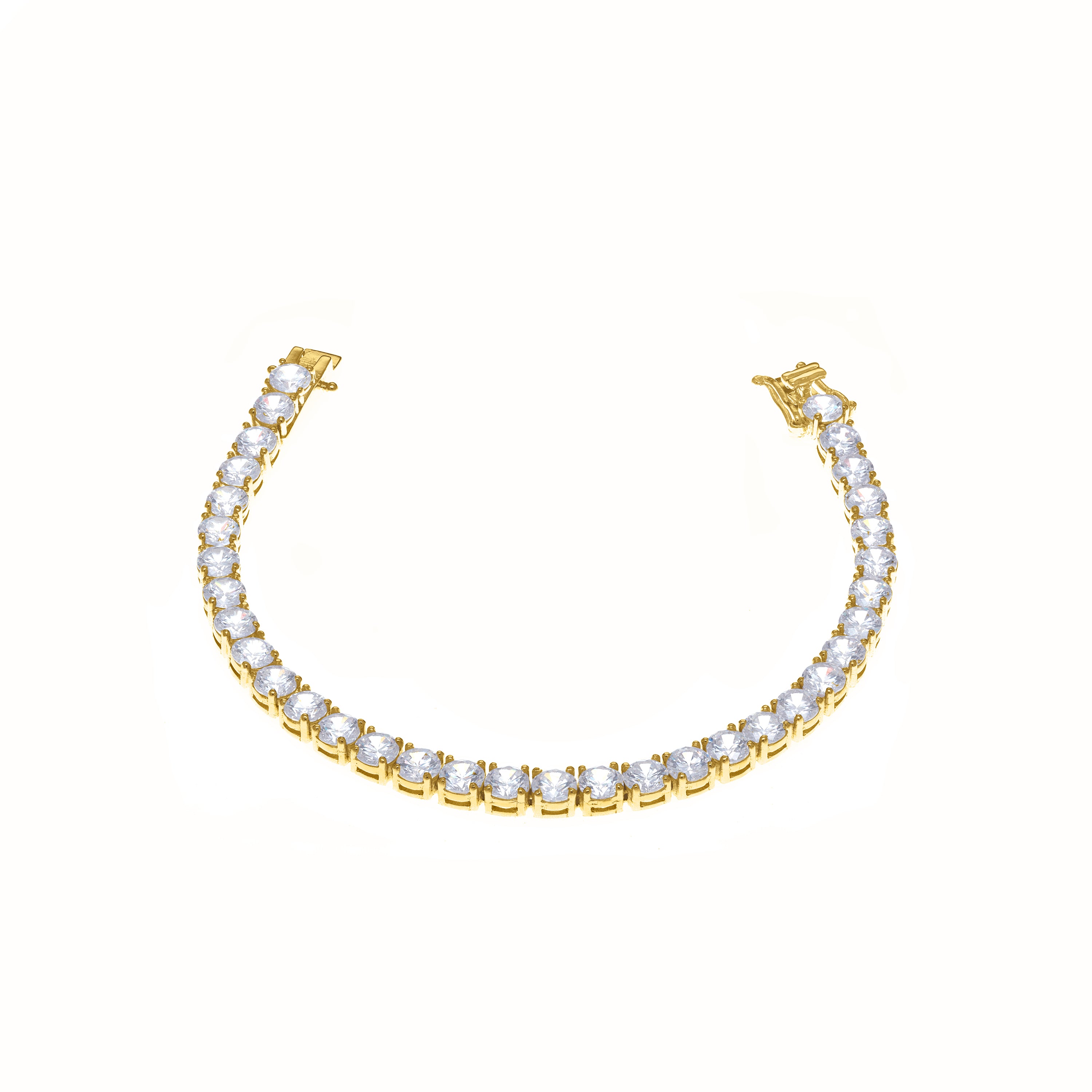 Tennis Bracelet With Box Clasp - Gold 4mm