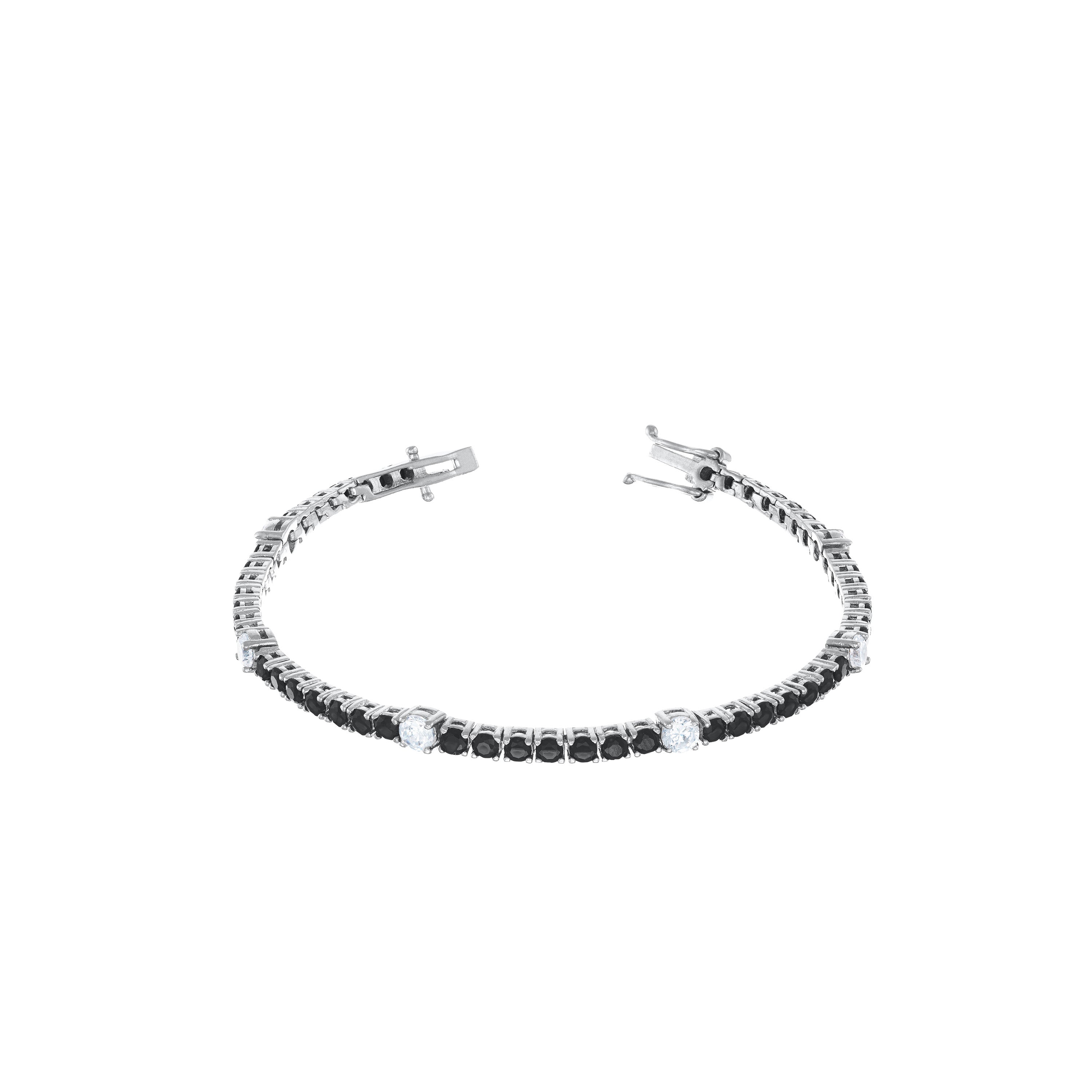 Tennis Bracelet With Dot Round Cut Cubic Zirconia - Silver 2.5 mm / 3.5mm