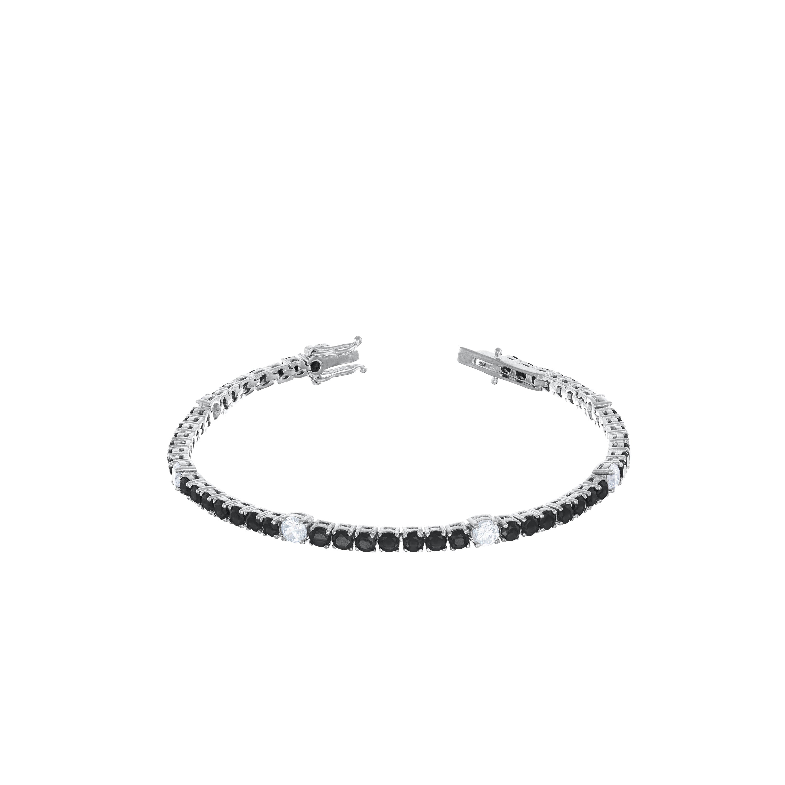 Tennis Bracelet With Dot Round Cut Cubic Zirconia - Silver 3mm / 4mm