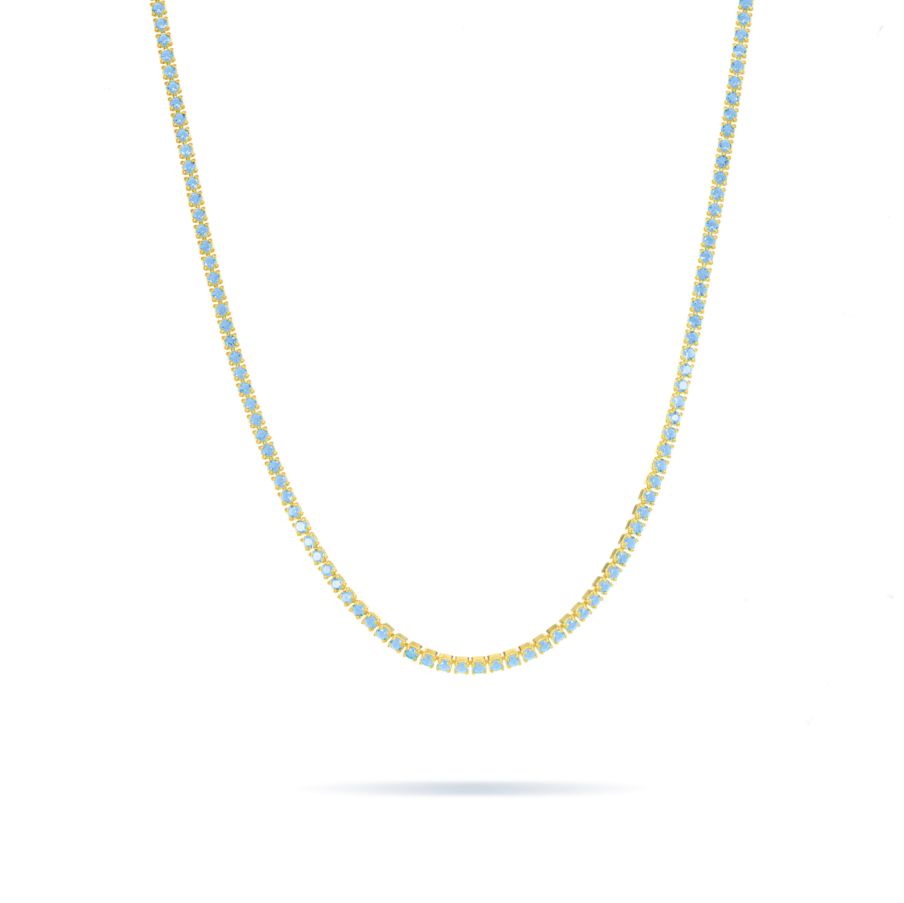 Tennis Choker - Gold Light Blue - 2mm