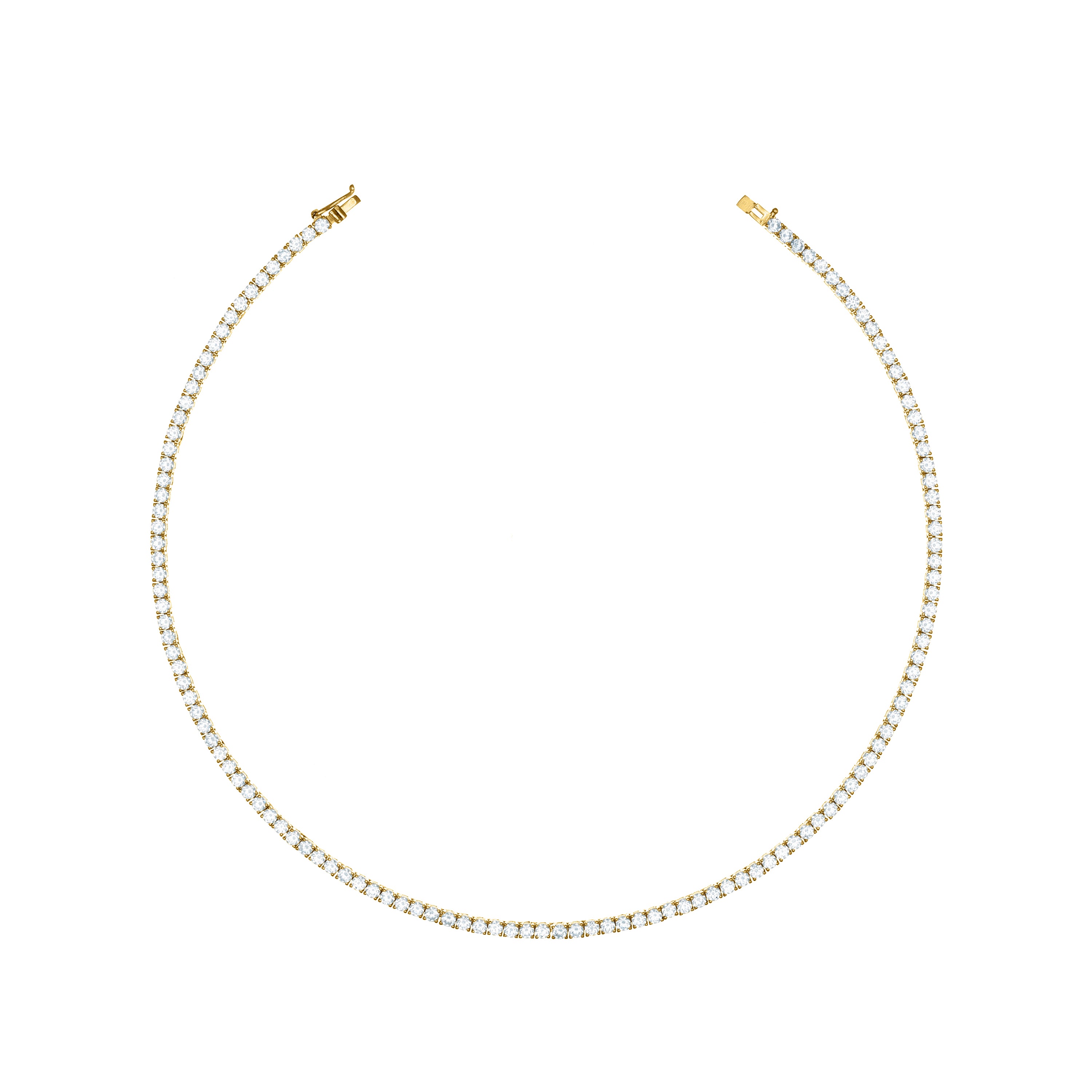 Tennis Necklace With Box Clasp - Gold White - 2.5mm