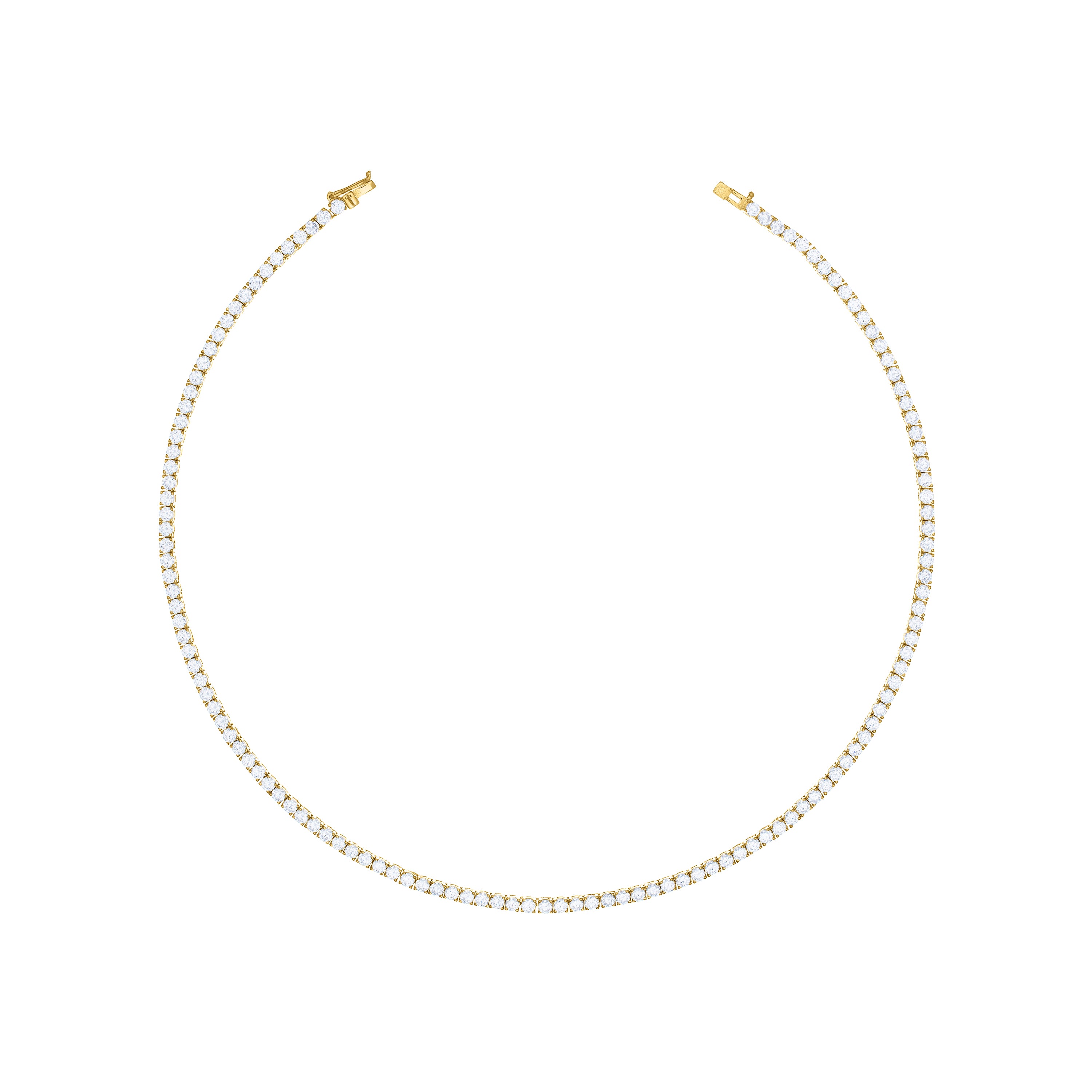 Tennis Necklace With Box Clasp - Gold White - 3mm