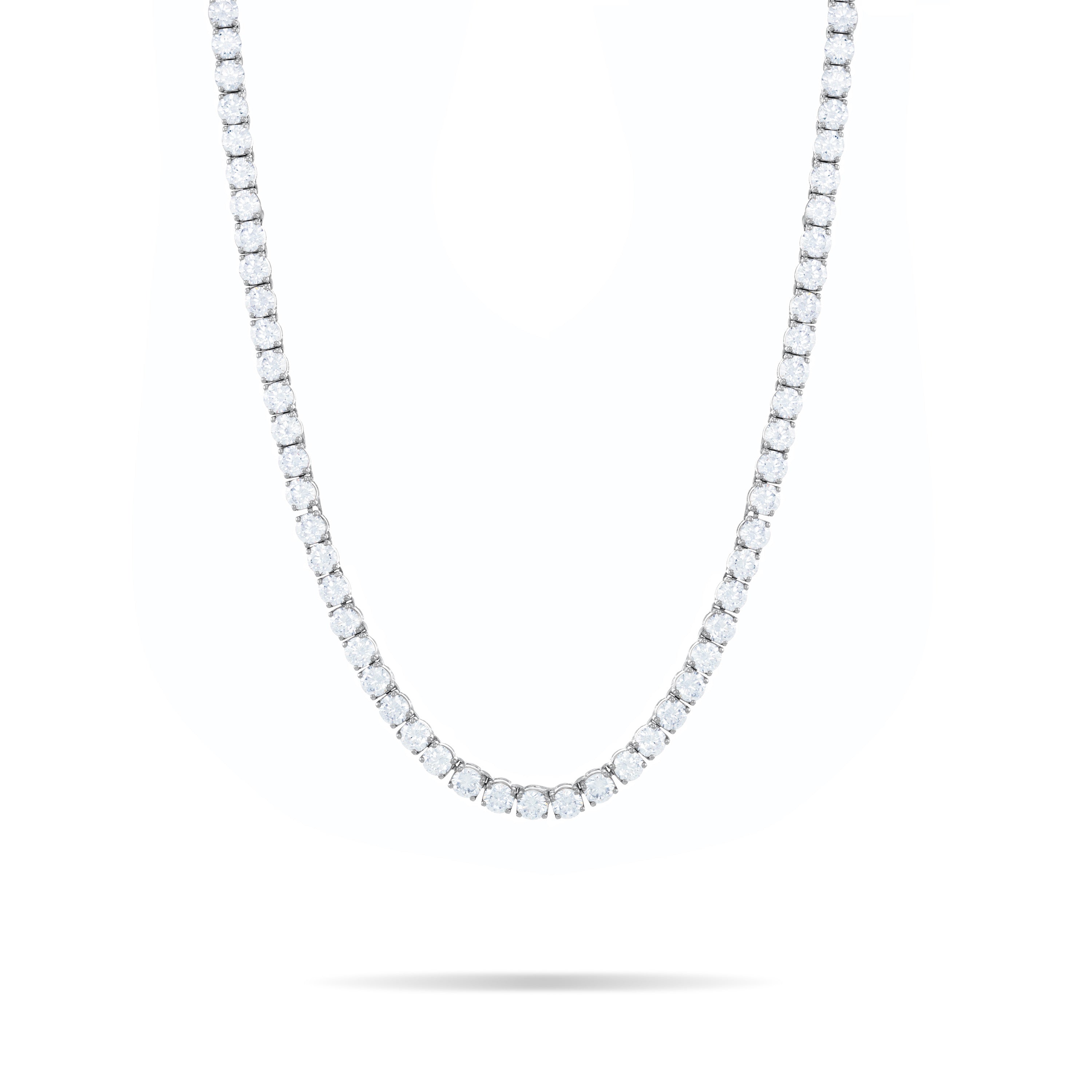 Tennis Necklace With Box Clasp - Silver White - 4.5mm