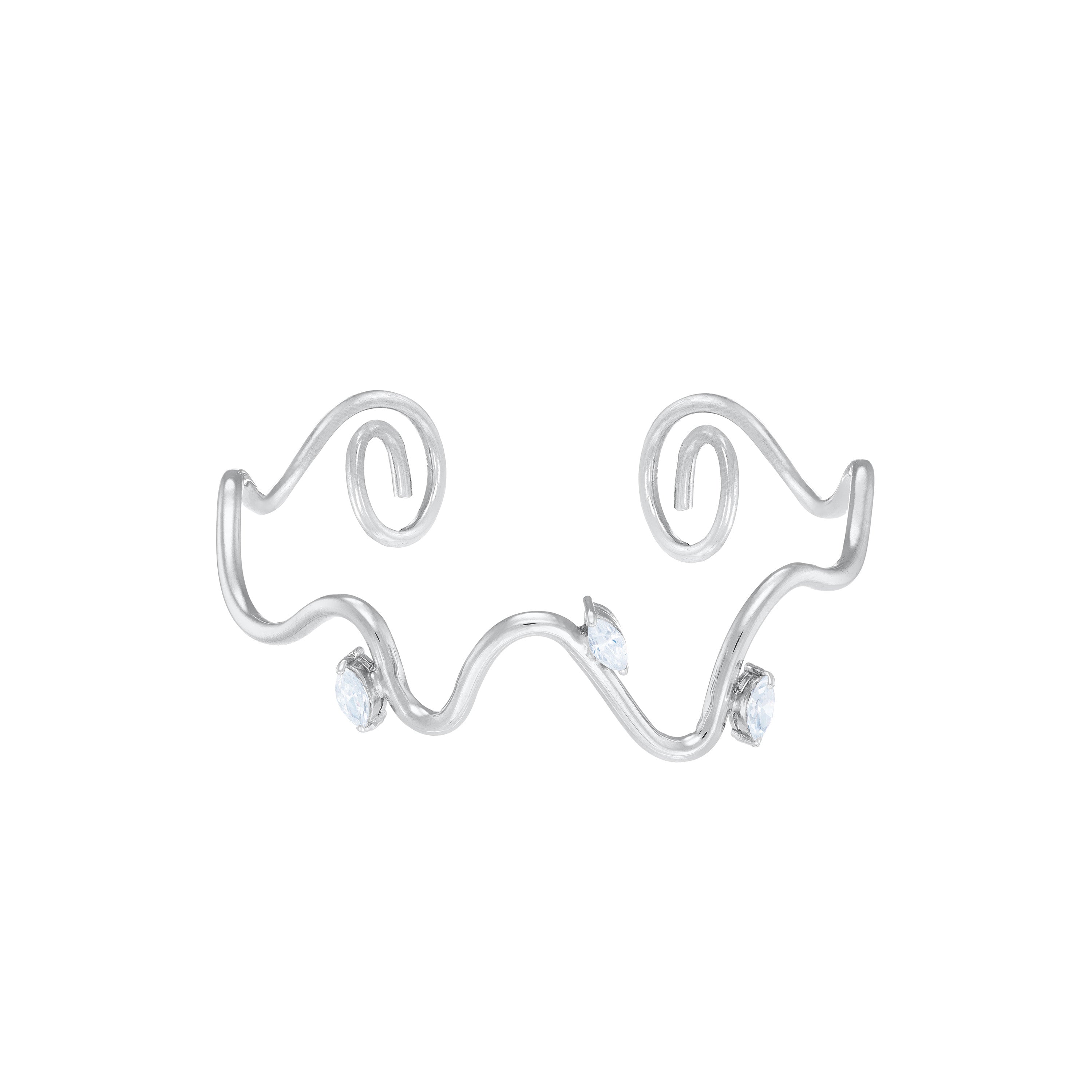 Three Marquise Wave Line Bangle