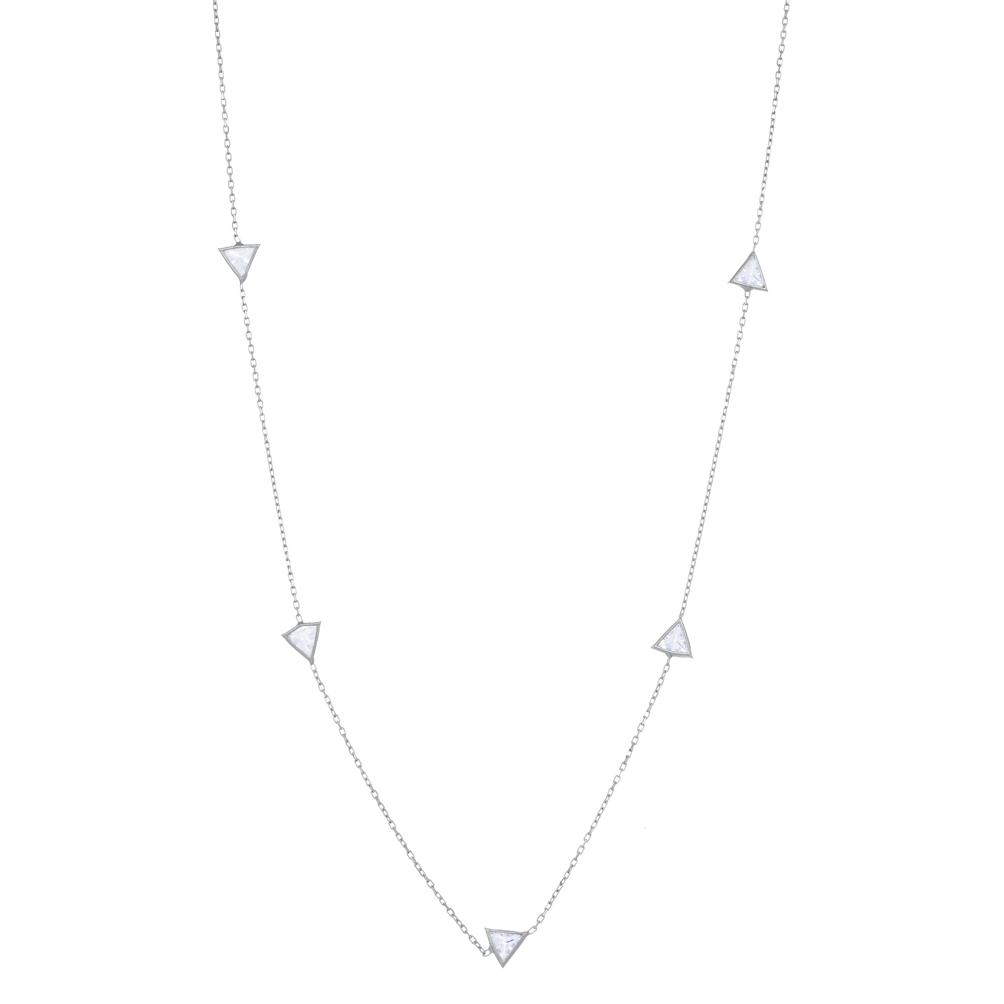 Triangular Bezel Long Chain Necklace