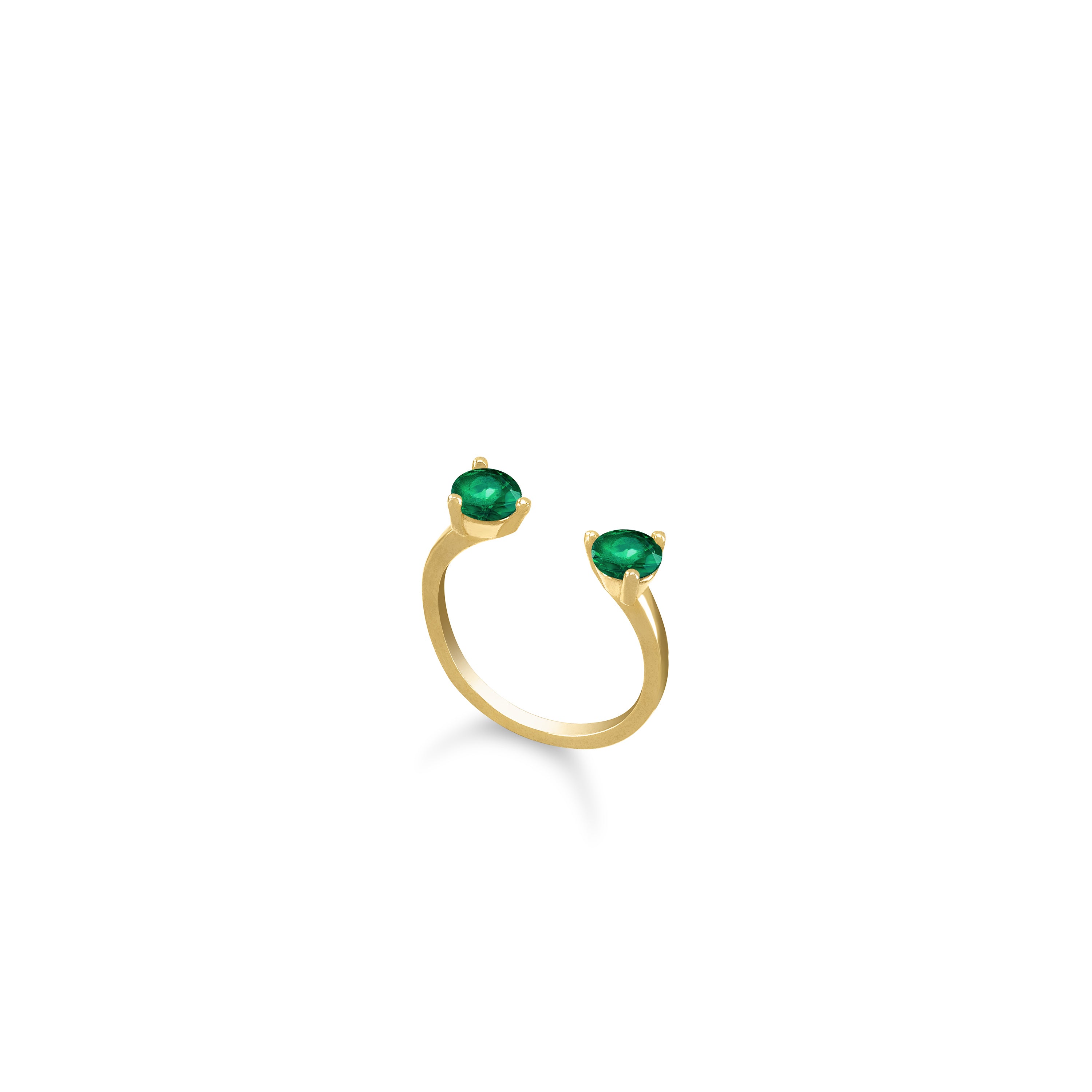 Two Stone Open Pinky Ring - Gold Green
