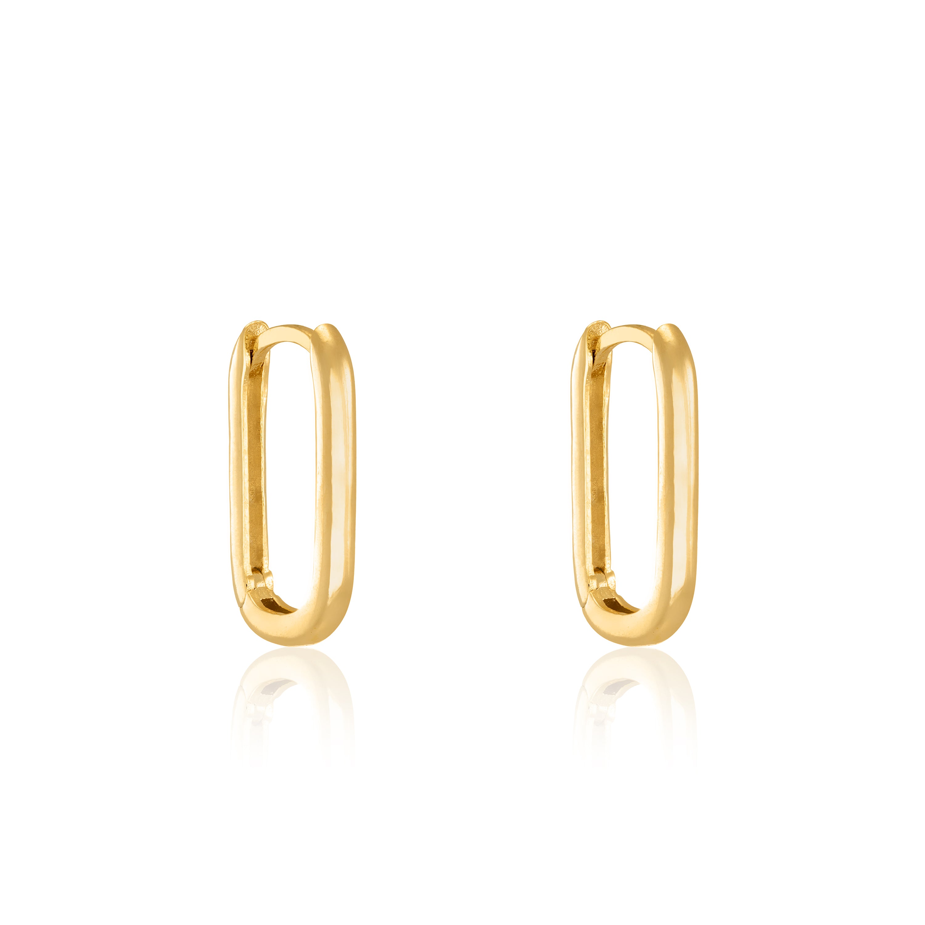 U Shape Hoop Earrings - Gold Long