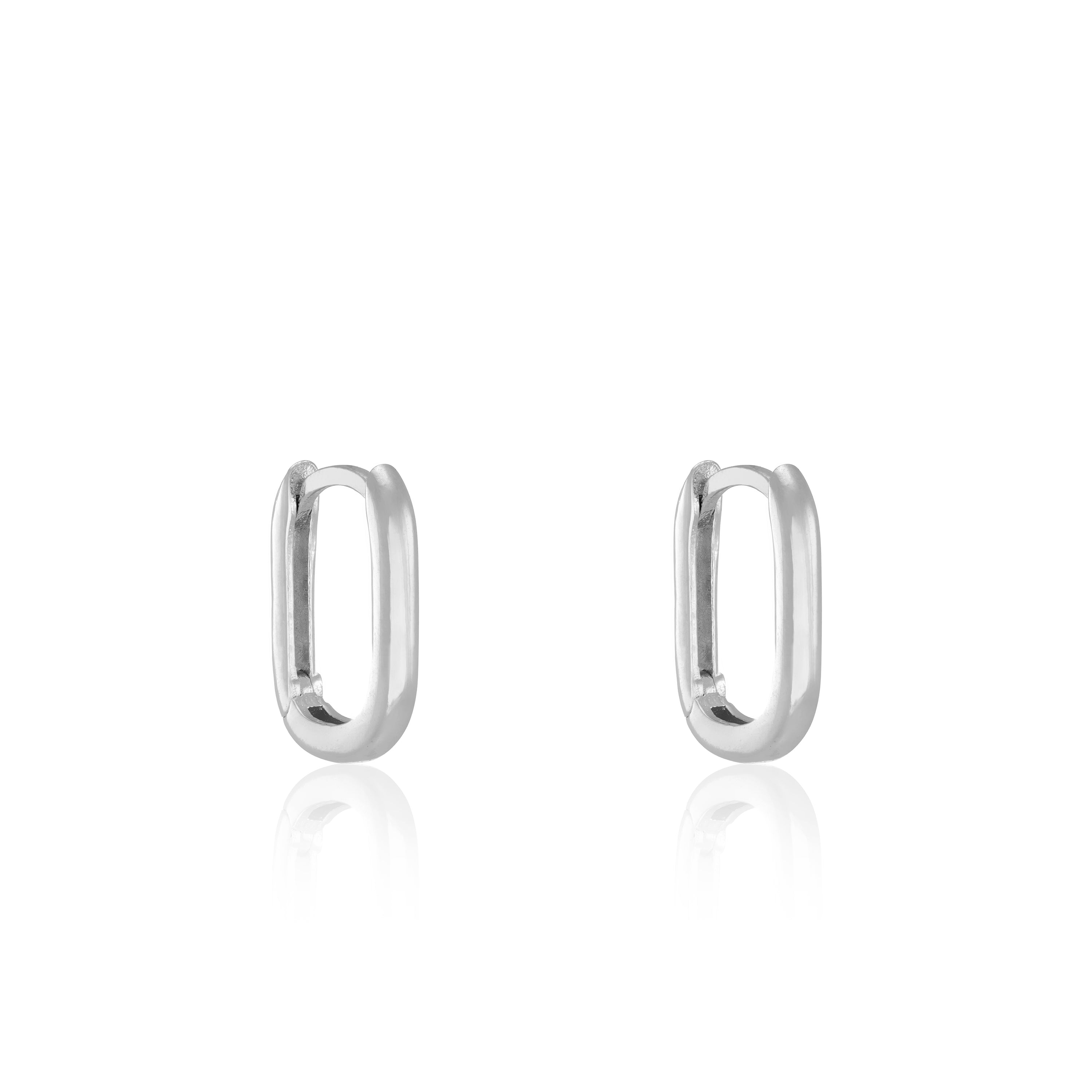 U Shape Hoop Earrings - Silver Short