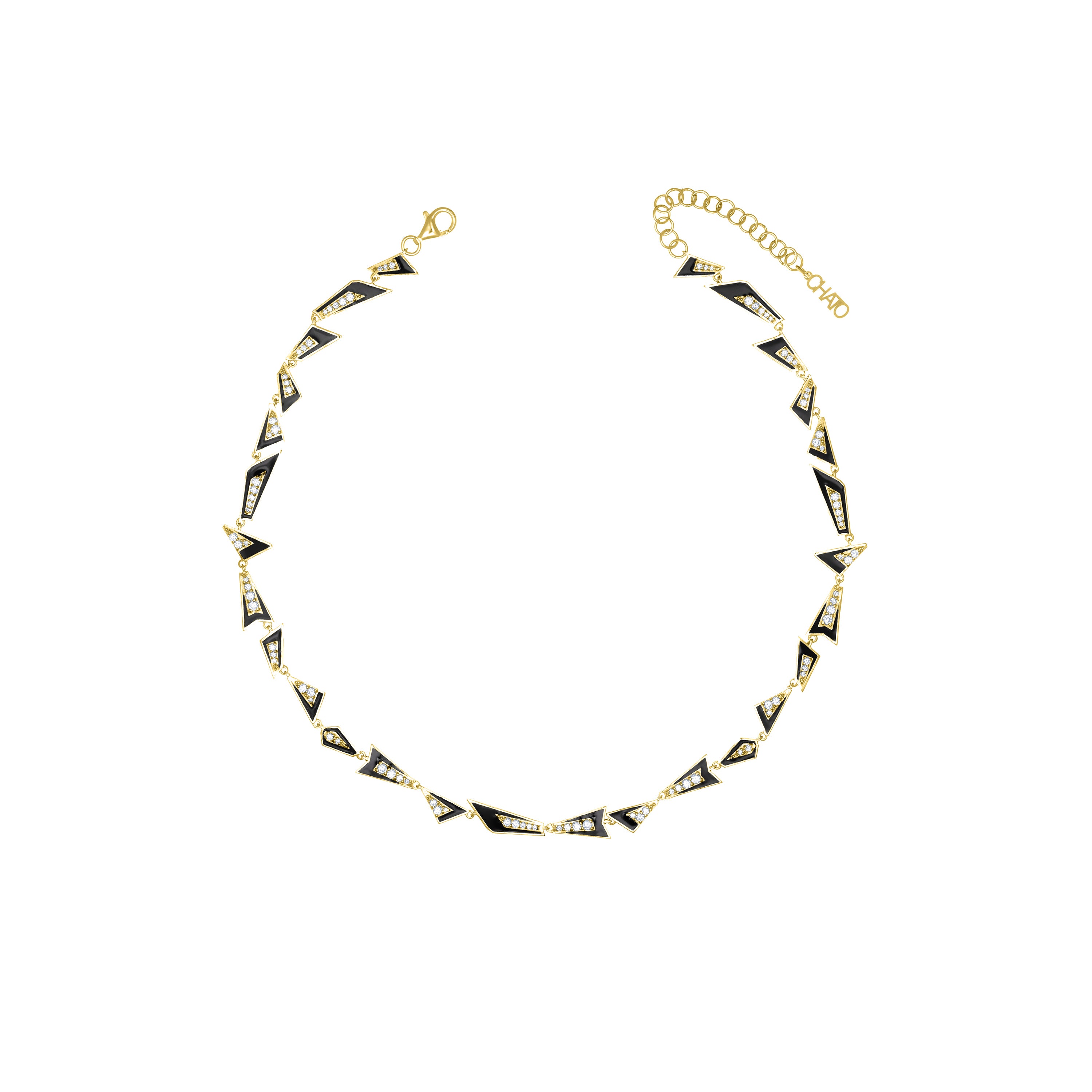 Uneven Geometric Enamel Choker - Gold Black