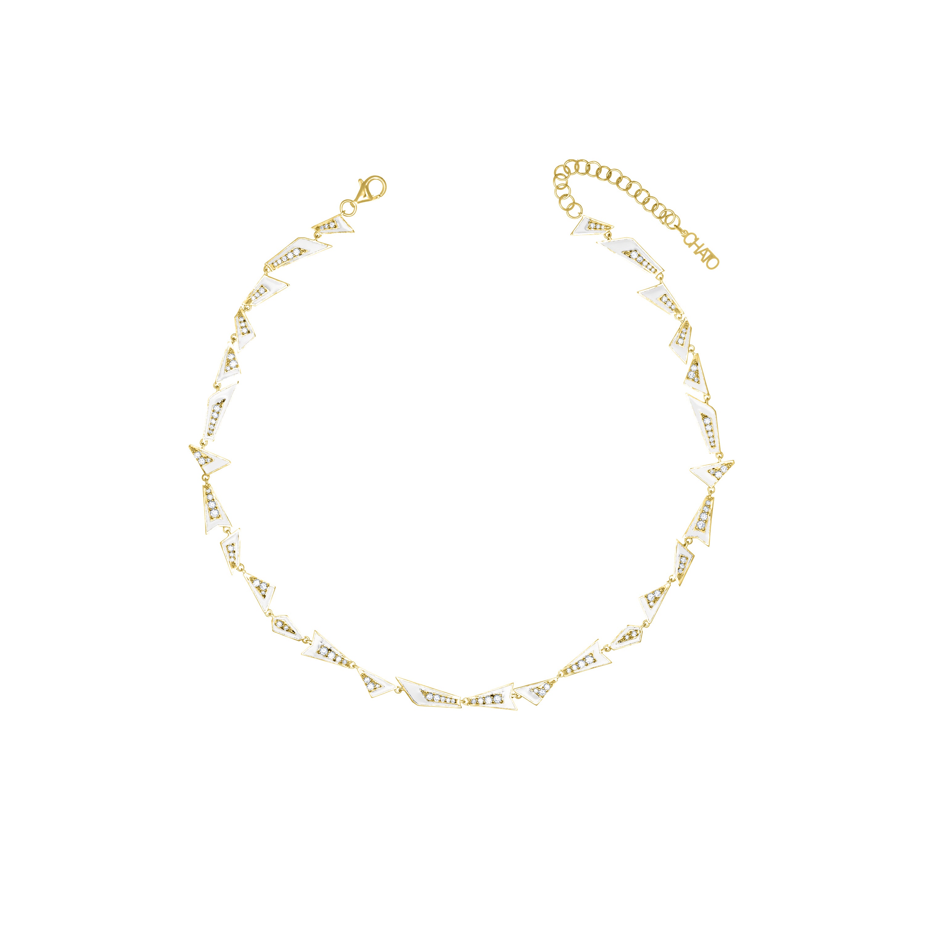 Uneven Geometric Enamel Choker - Gold White