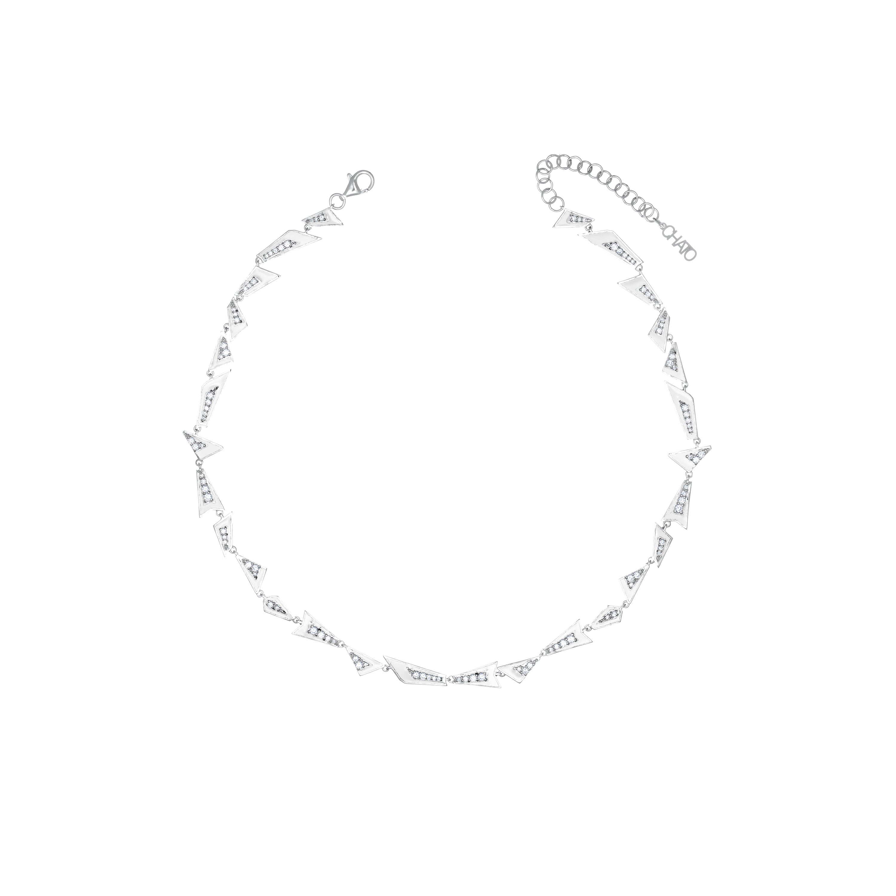 Uneven Geometric Enamel Choker - Silver White