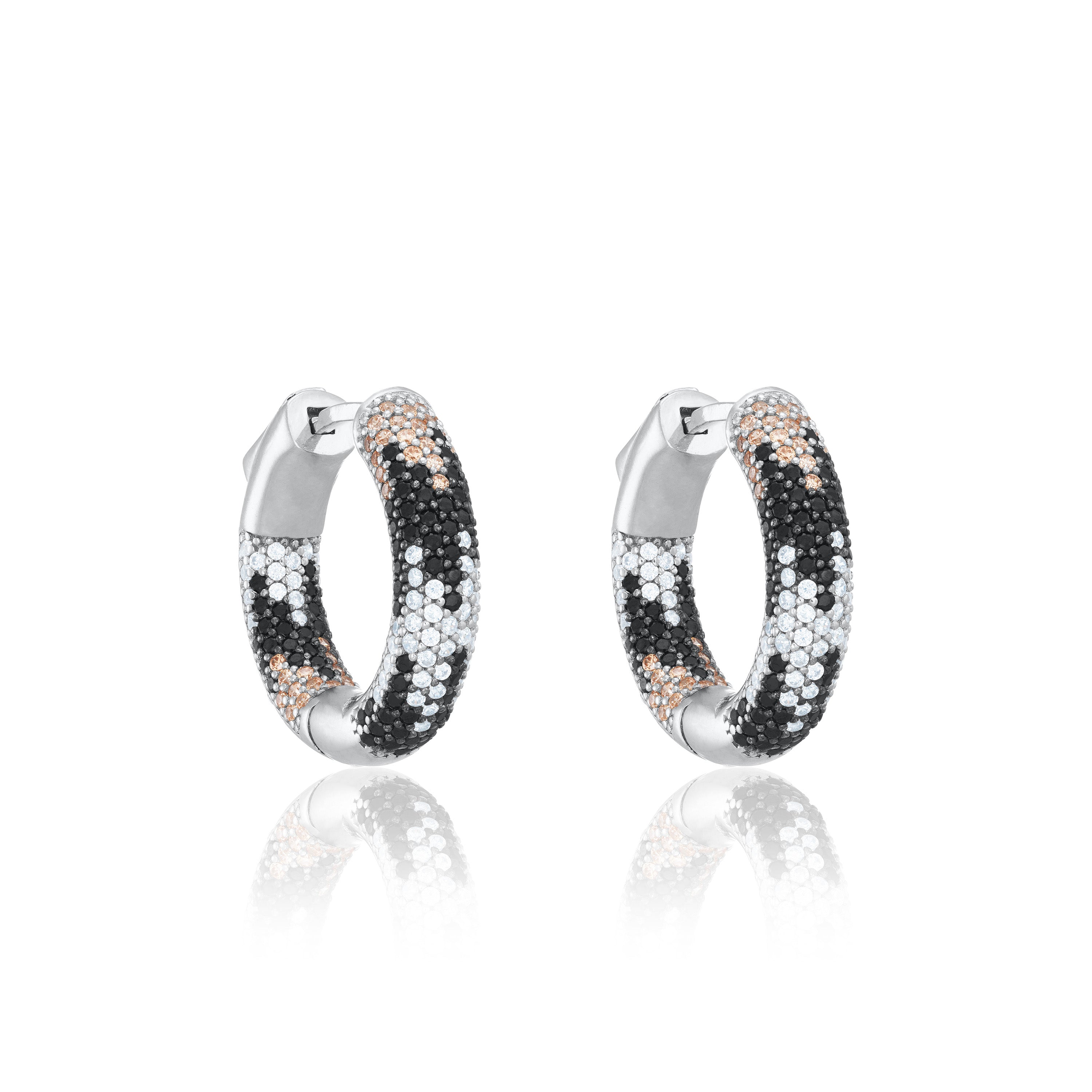 Zebra Cubic Zirconia Inside Out Hoop Earrings