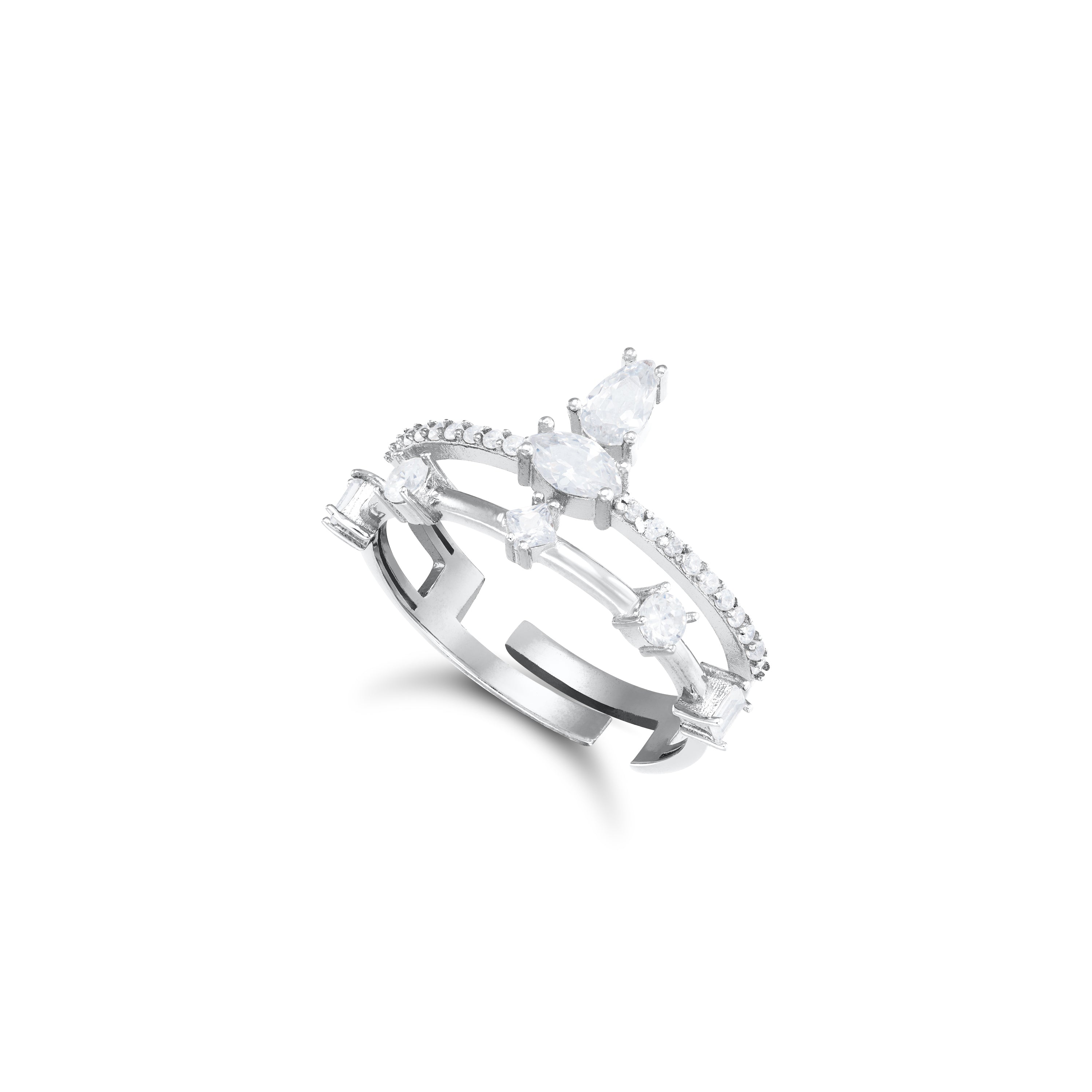 Double Line Modern Crown Ring