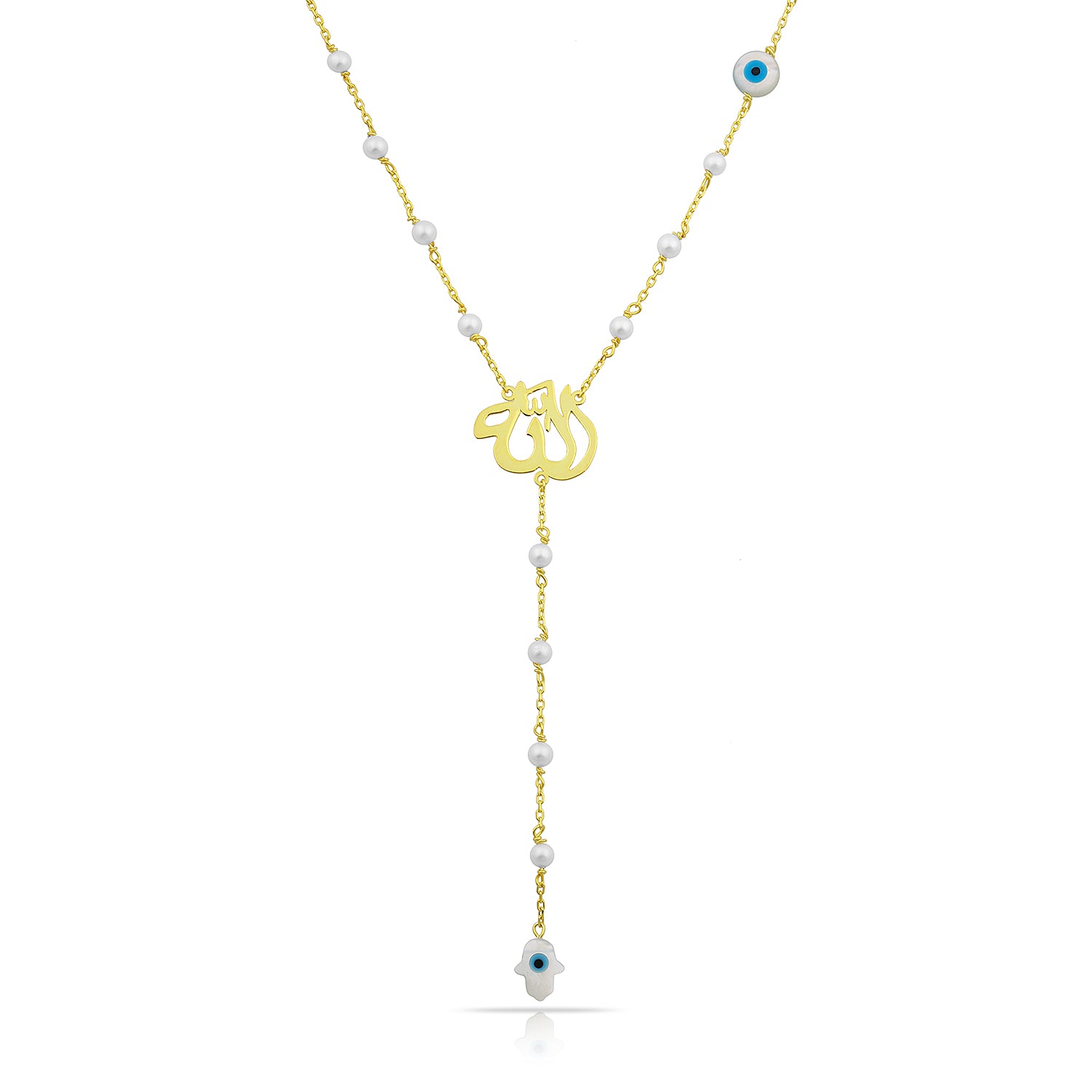 Allah Evil Eye With Beads Lariat Necklace