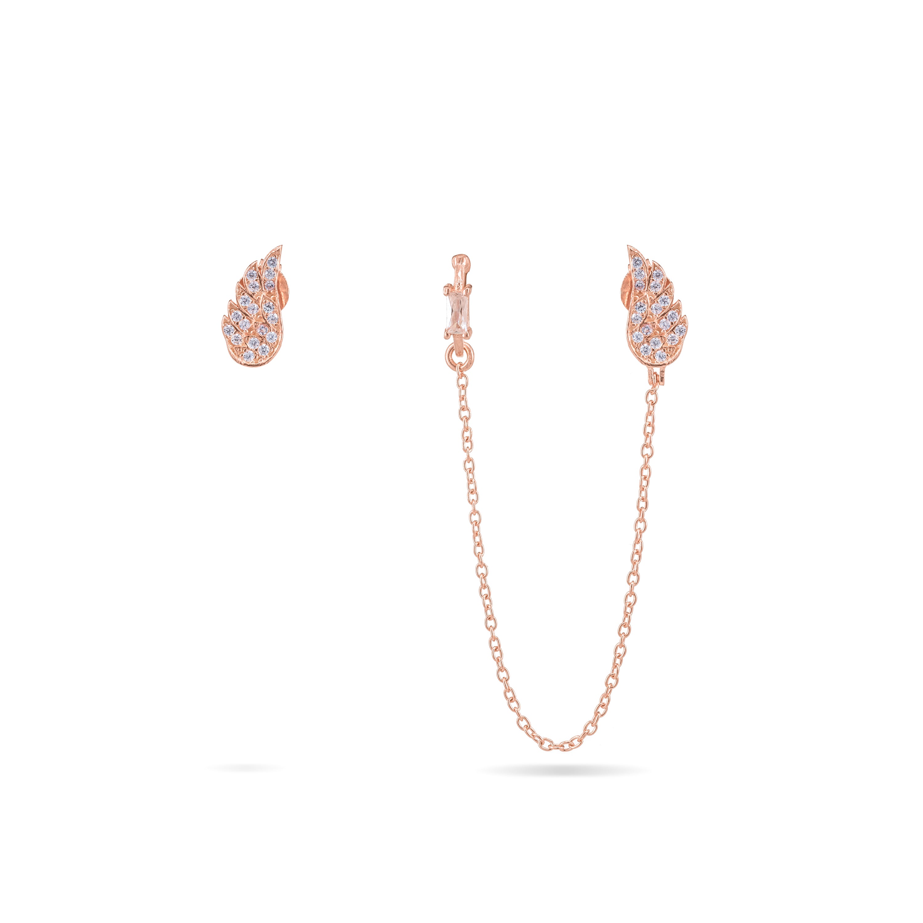 Angel Wing Chain Earring And Stud