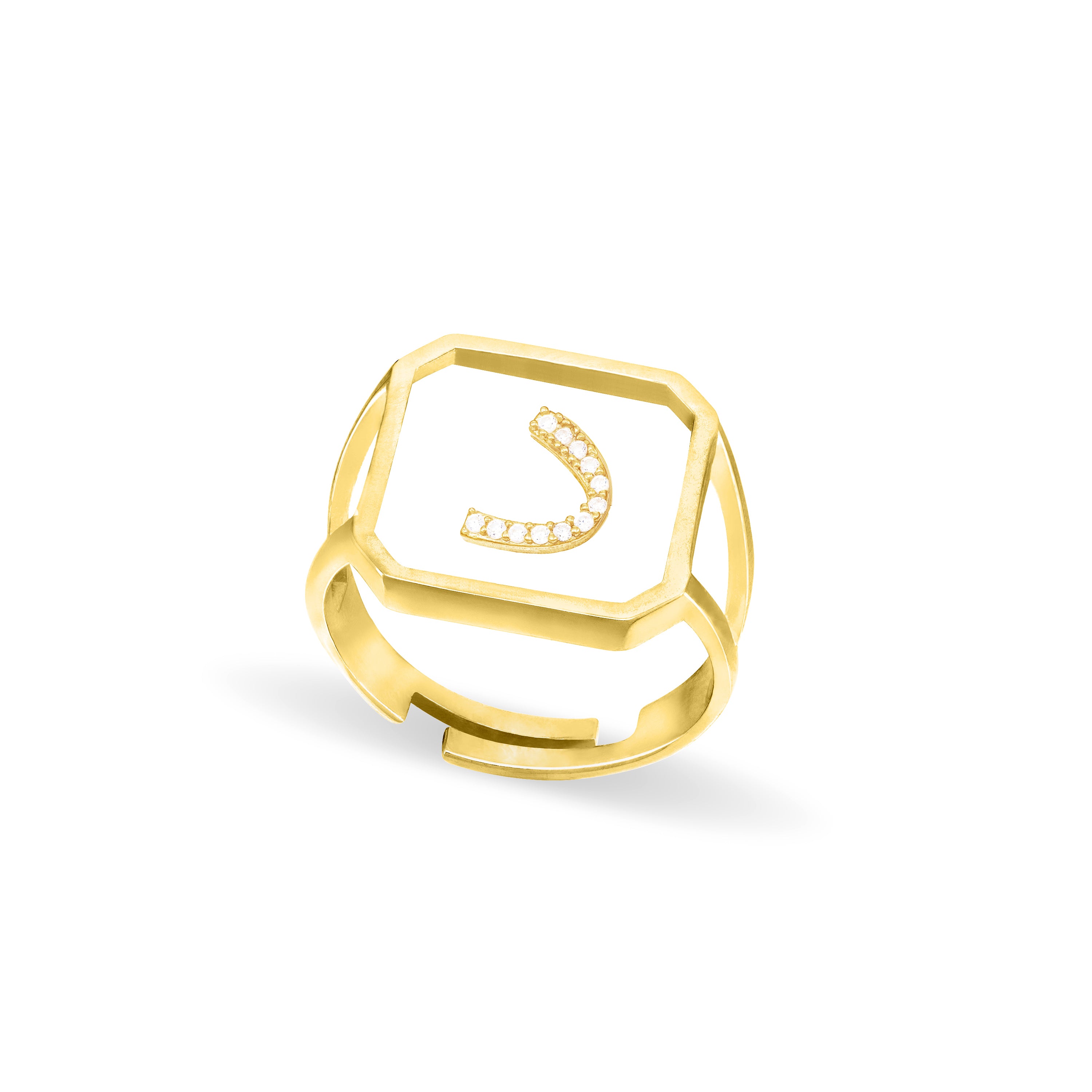 Arabic Letter Square Plexiglass Ring With Side Opening