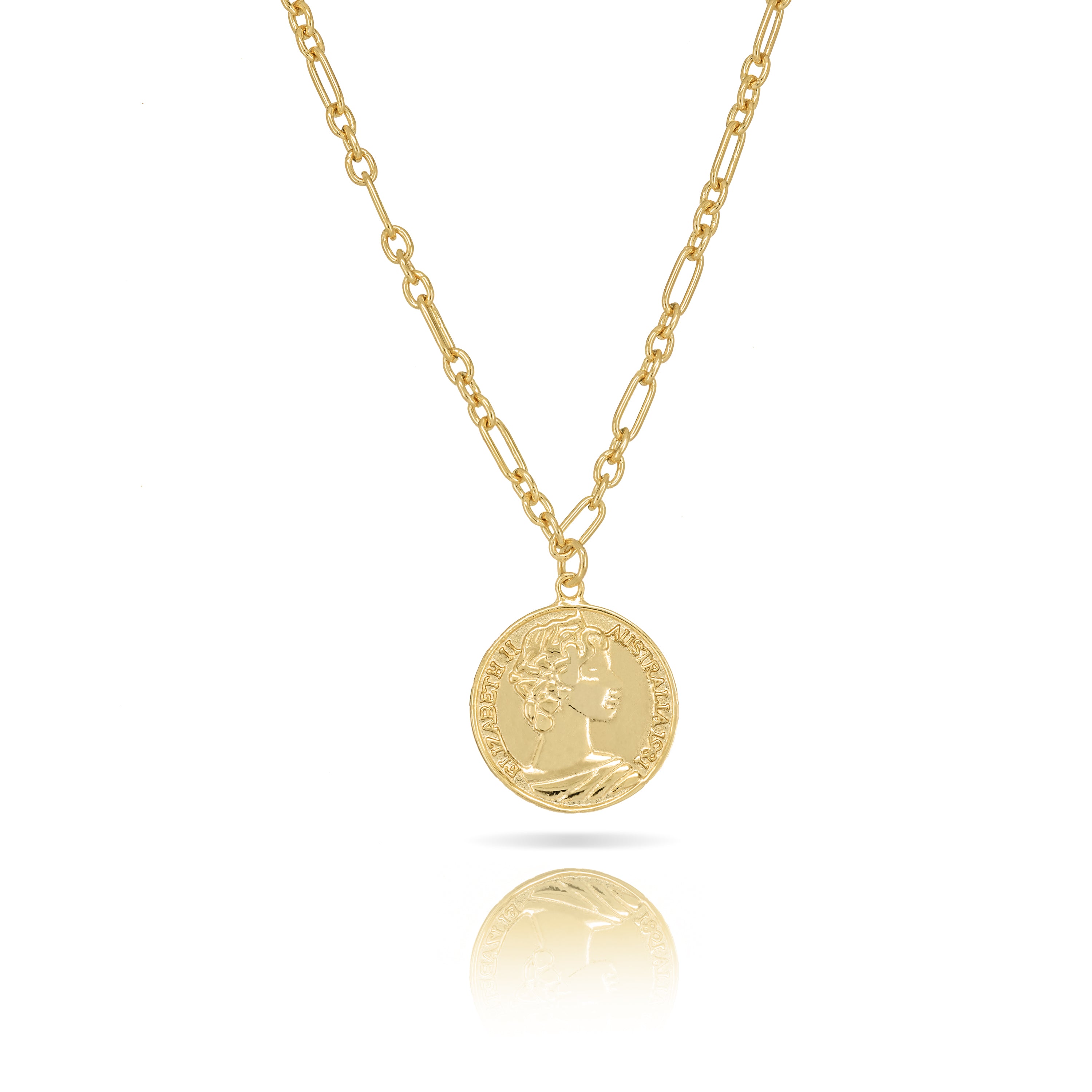 Coin With Figaro Chain Necklace