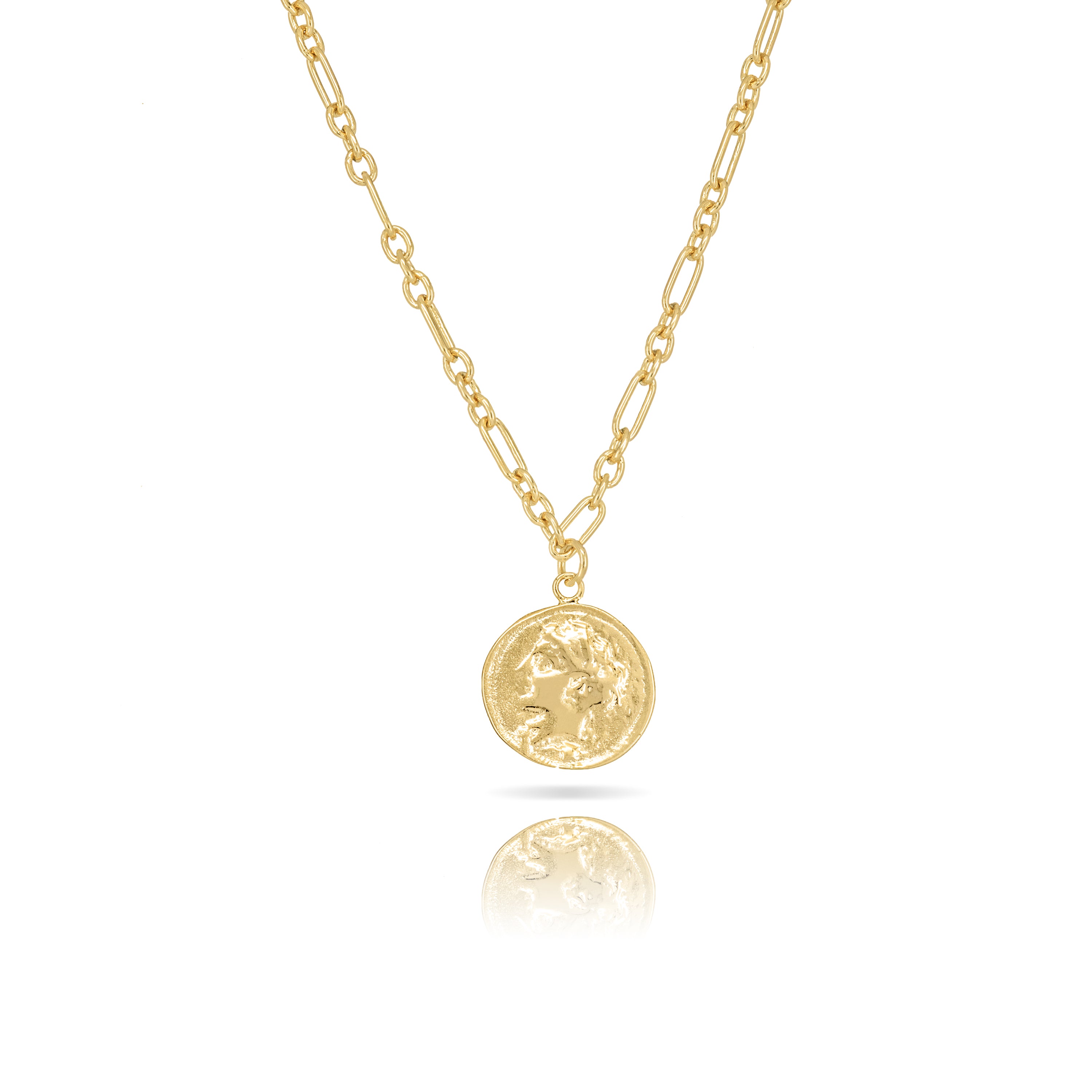 Coin With Figaro Chain Necklace