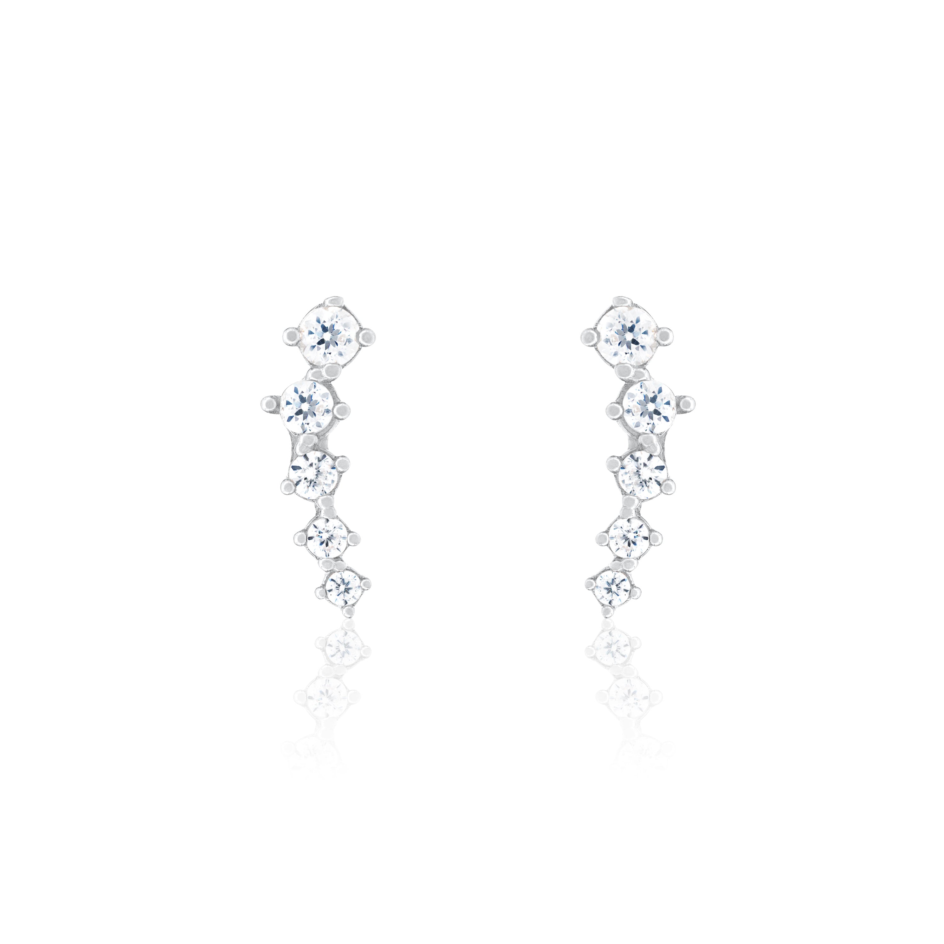 Cubic Zirconia Graduated Curved Bar Stud Earring