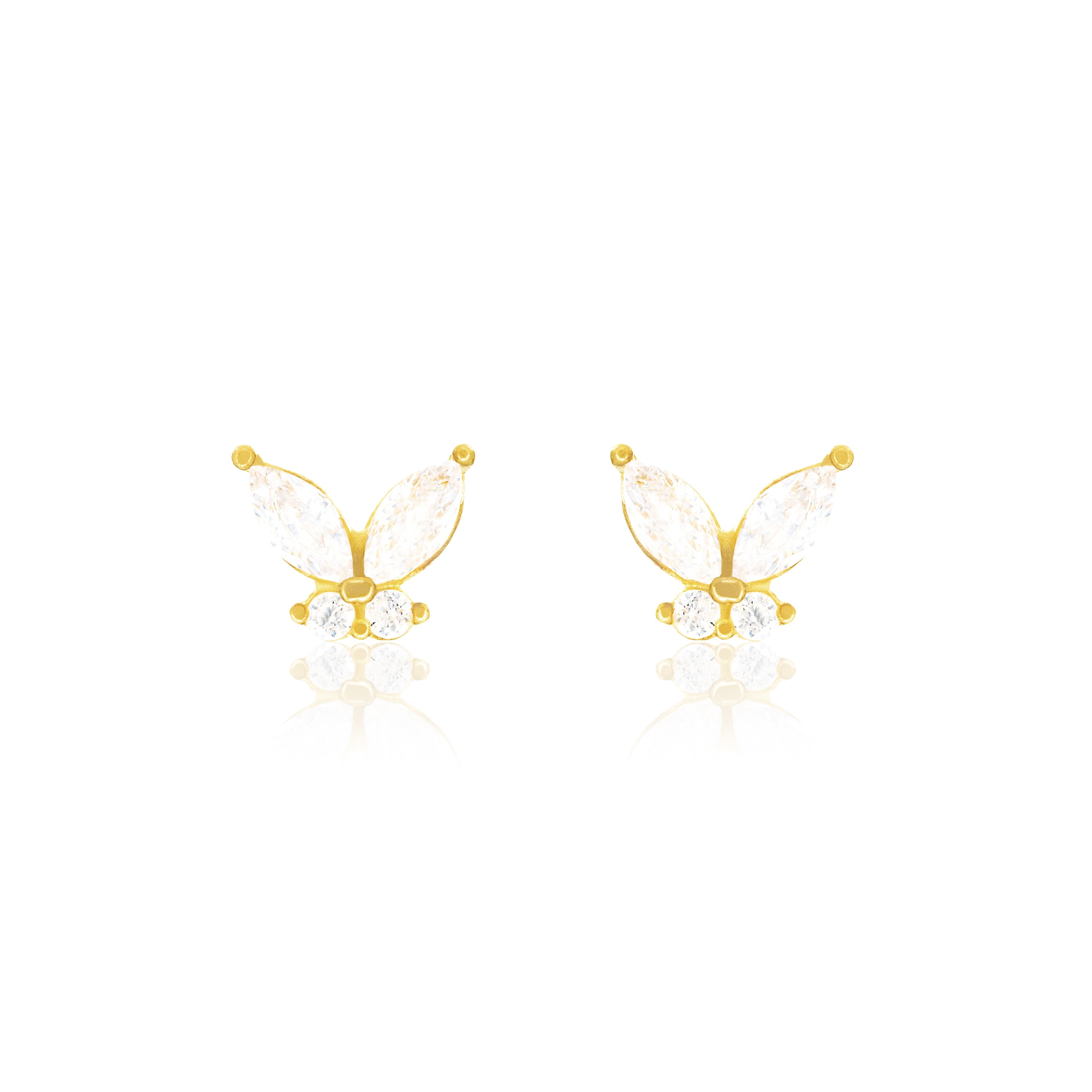 Cubic Zirconia Marquise And Round Butterfly Stud Earring