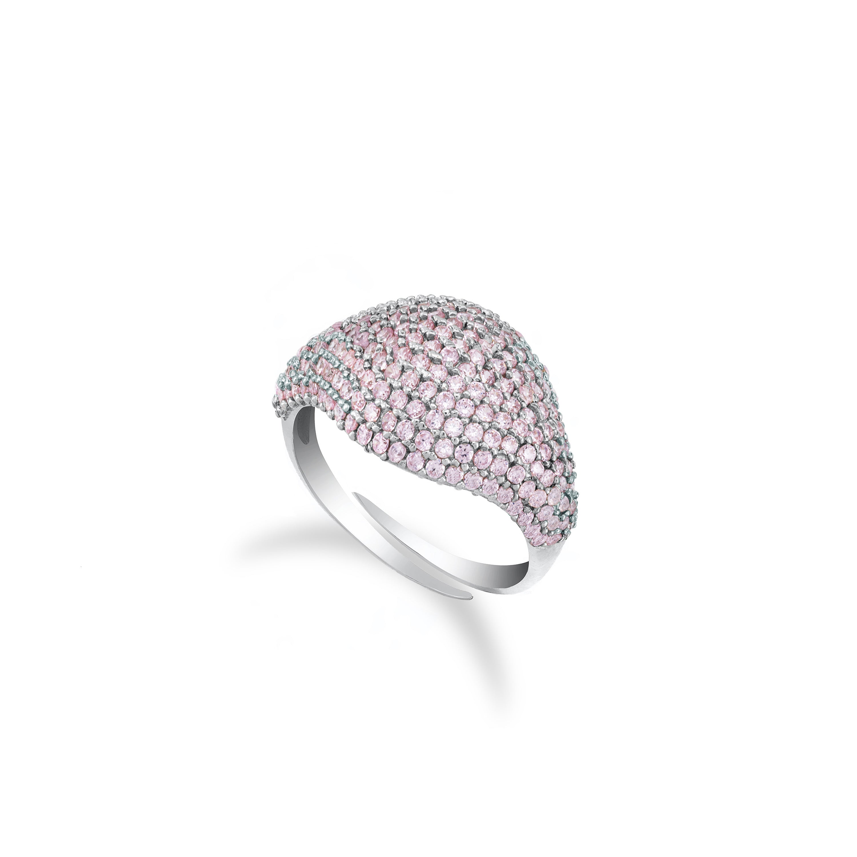 Cubic Zirconia Pave Dome Pinky Ring