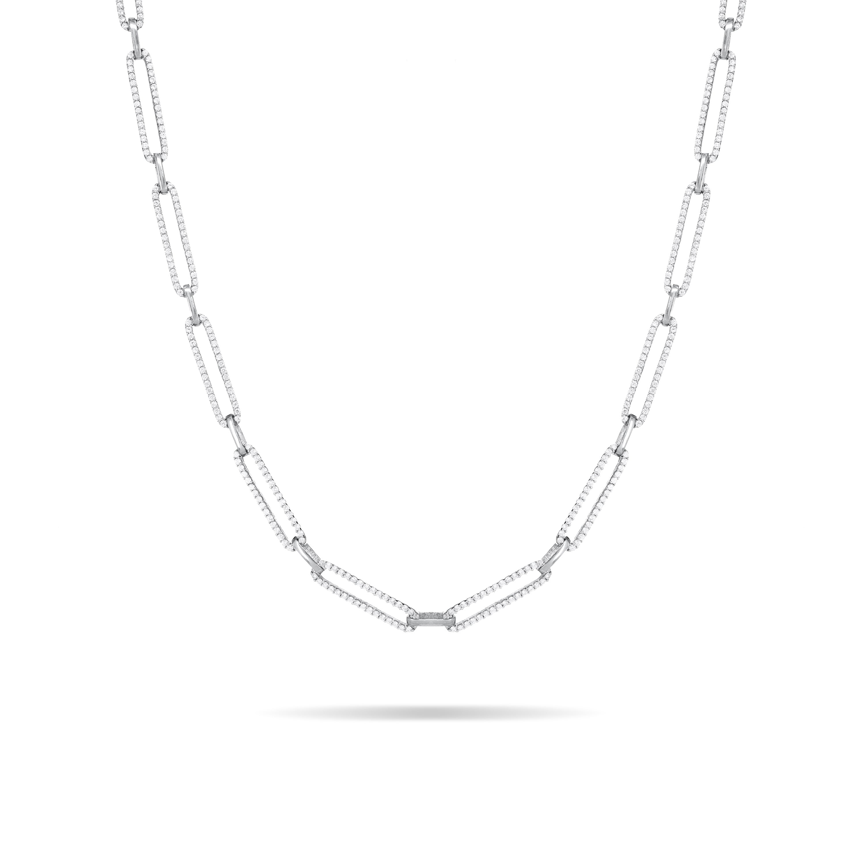 Cubic Zirconia Pave Paperclip Chain Link Choker