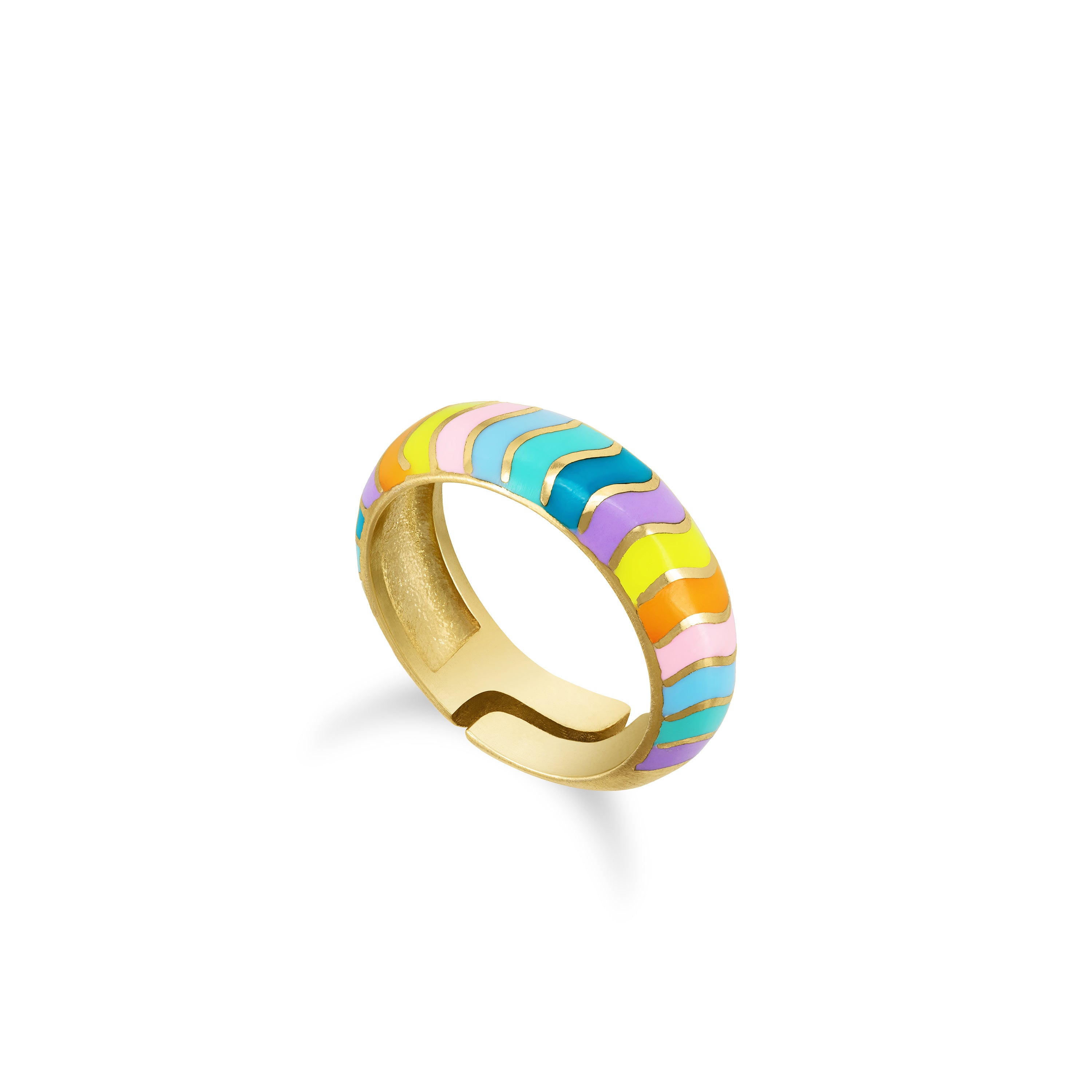 Dainty Multicolor Enamel Striped Ring