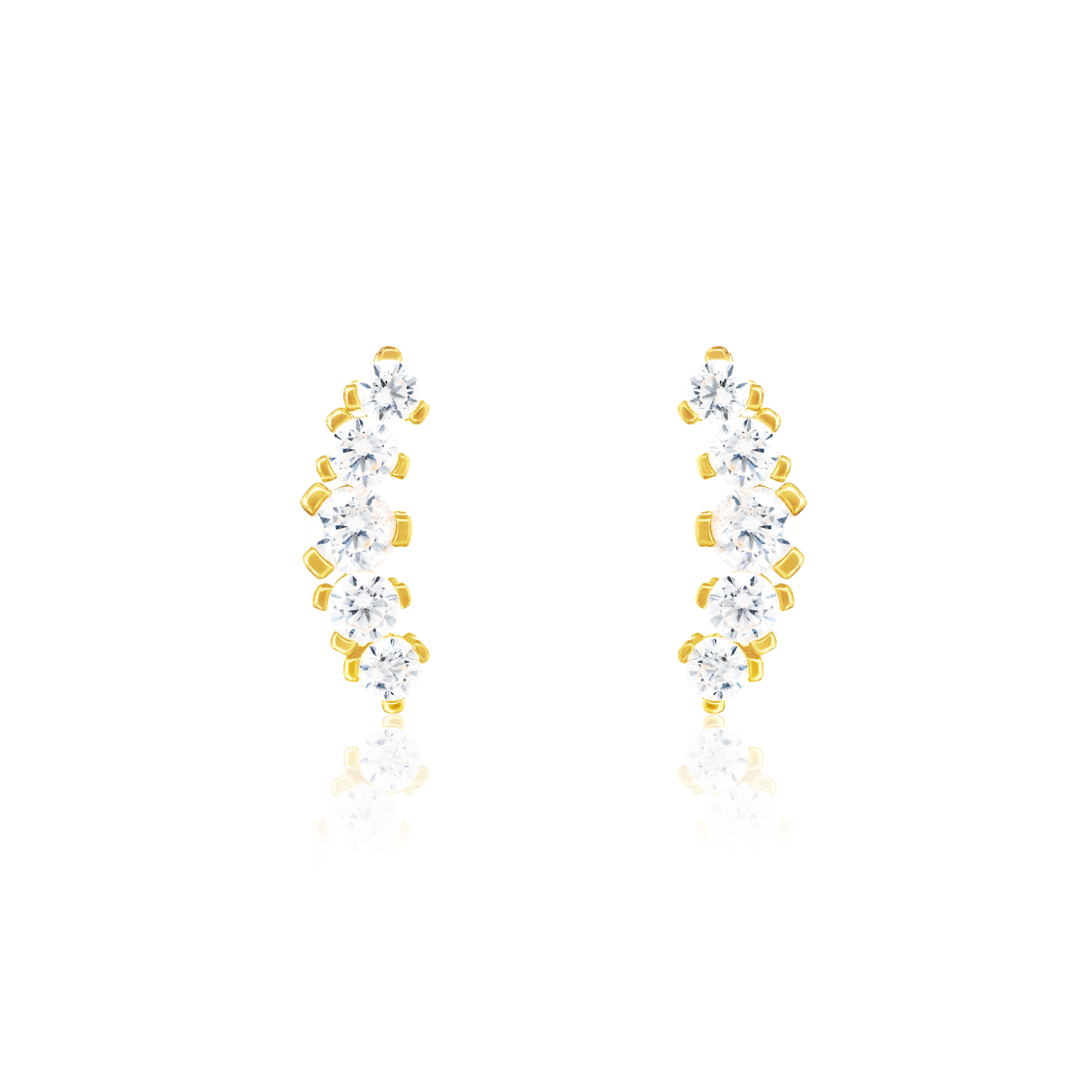 Five Cubic Zirconia Curve Cluster Threaded Stud Earring