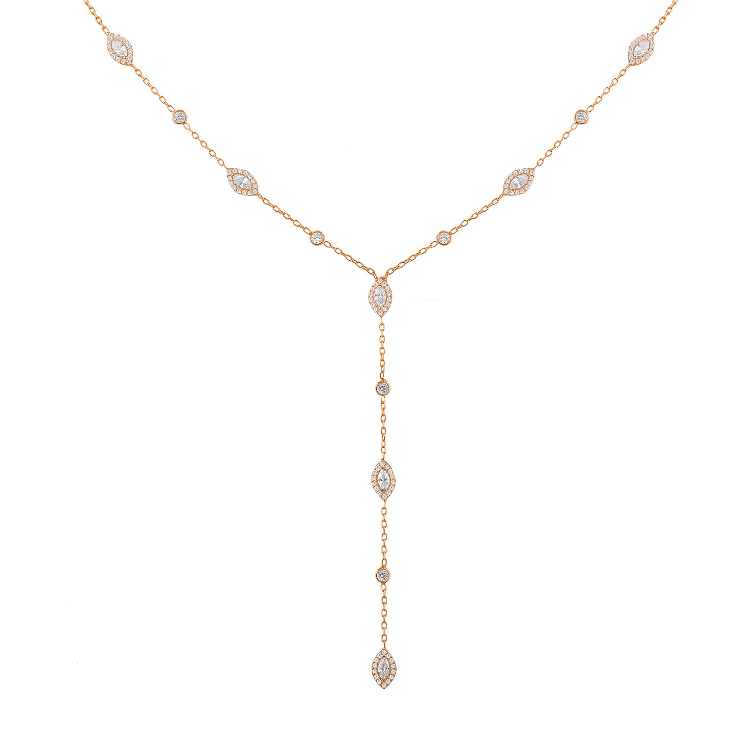 Marquise And Bezel Lariat Chain Choker